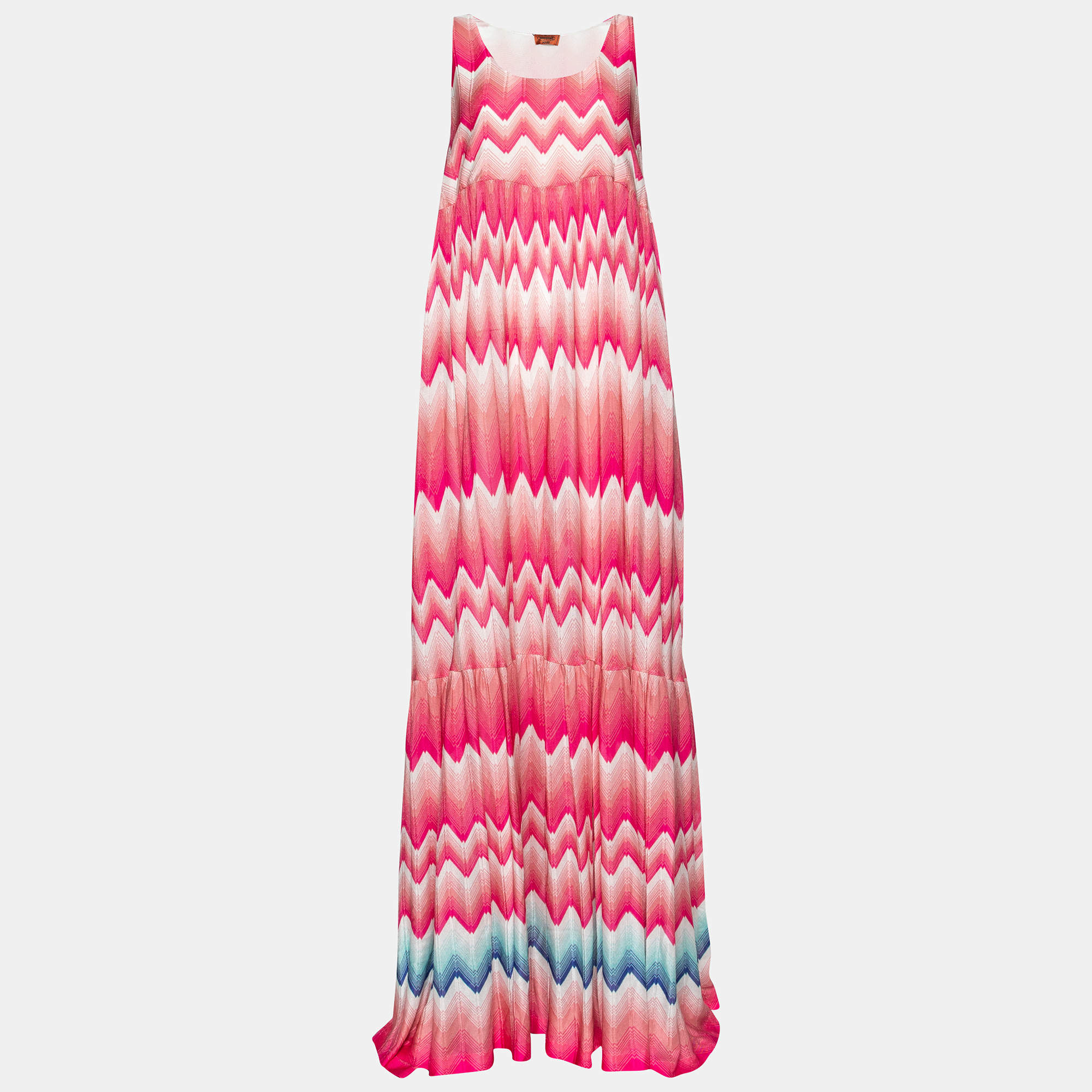 Missoni Mare Multicolor Patterned Knit Sleeveless Maxi Dress L