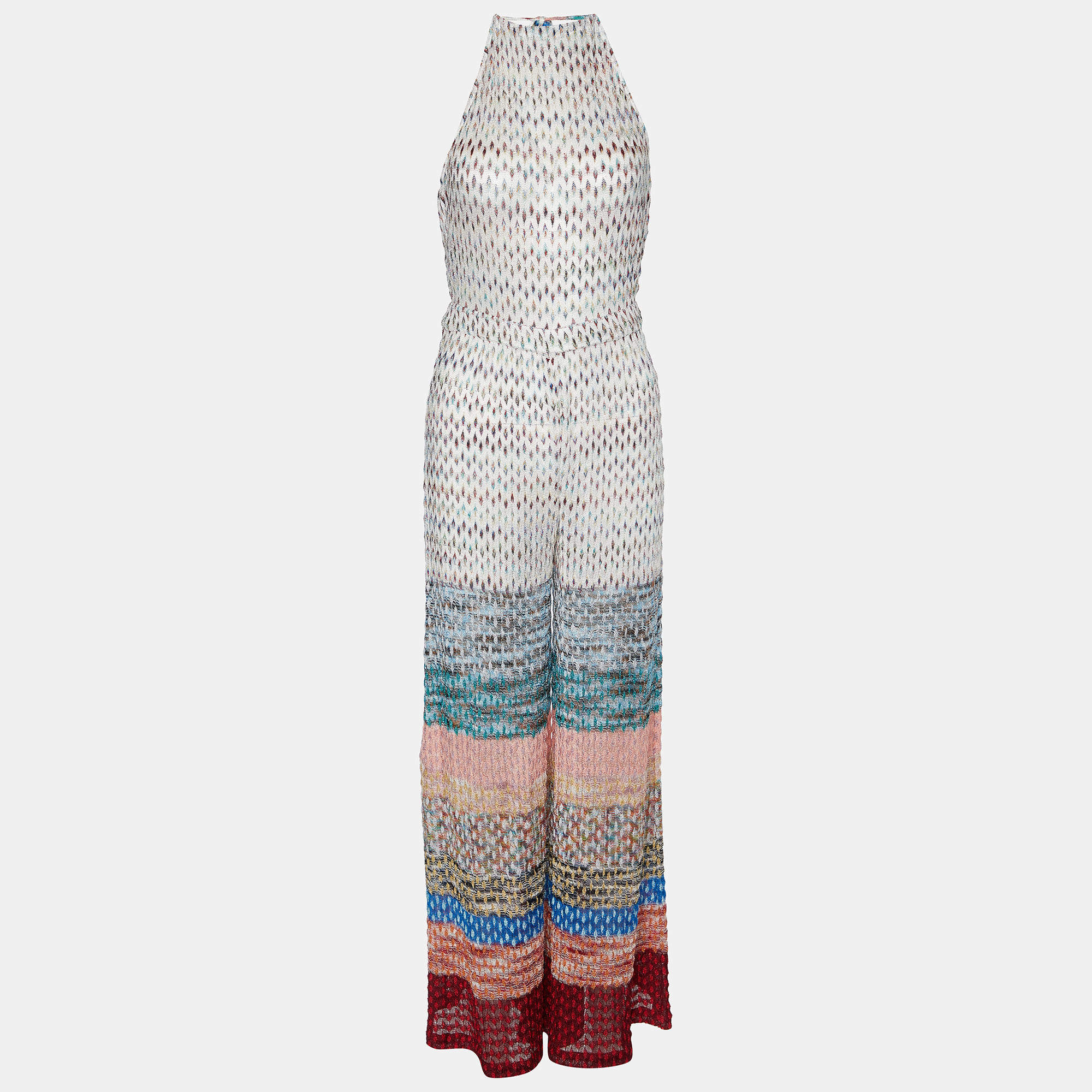 Missoni Mare Multicolor Lurex Knit Halter Neck  Jumpsuit S