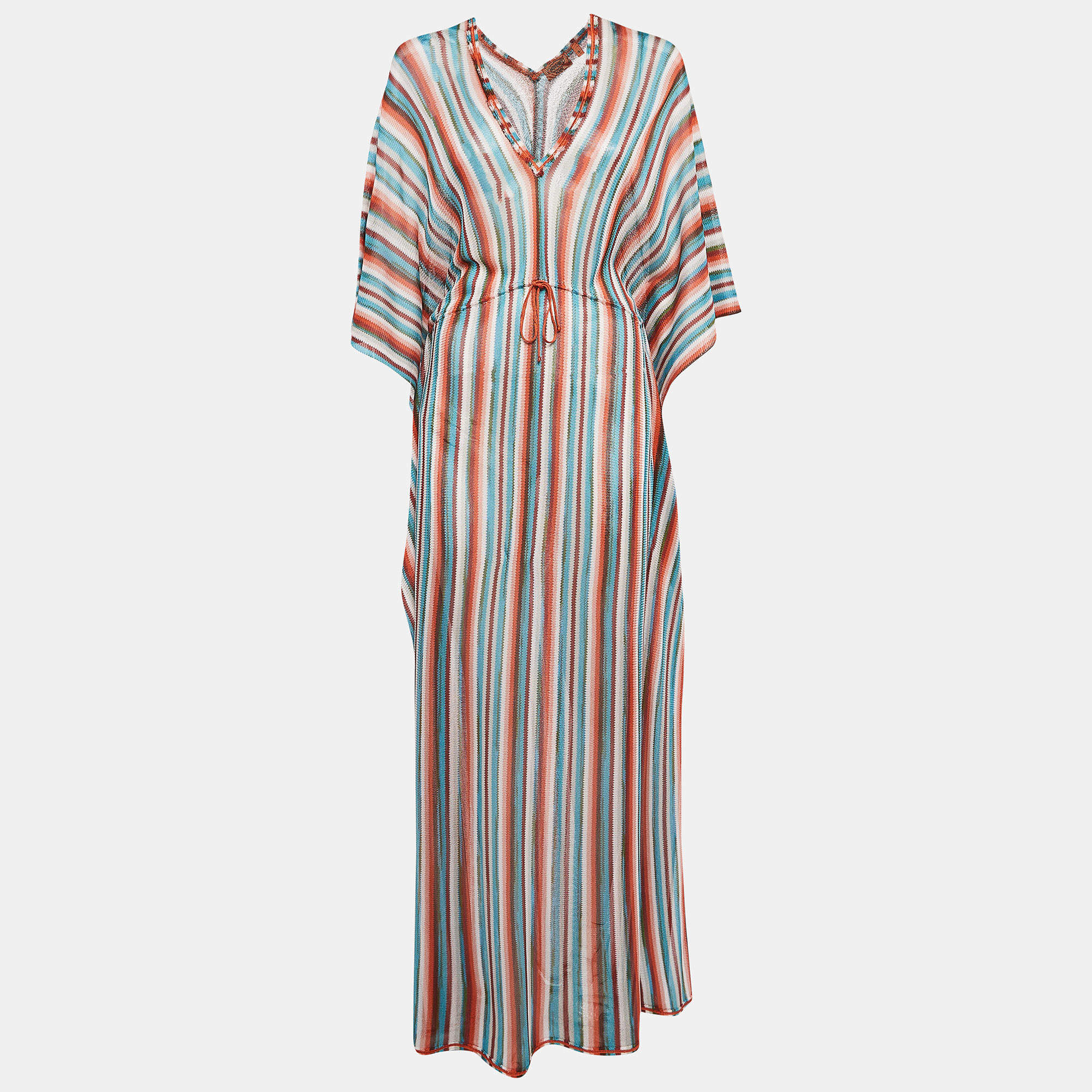 Missoni Mare Multicolor Patterned Knit Kaftan Cover Up Dress S