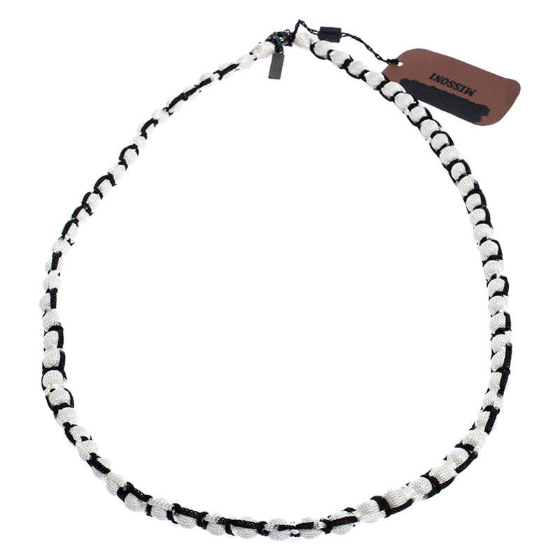 Pre Owned Missoni Monochrome Roped Ball Long Necklace