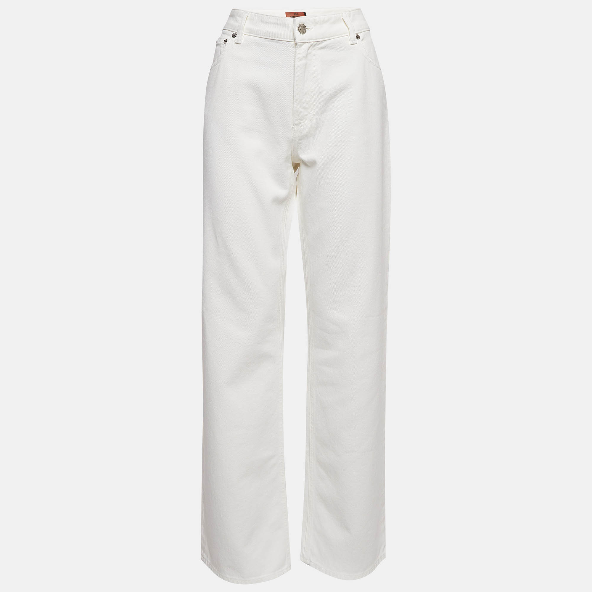 Pre Owned Missoni White Denim Wide-Leg Jeans M Waist 29"