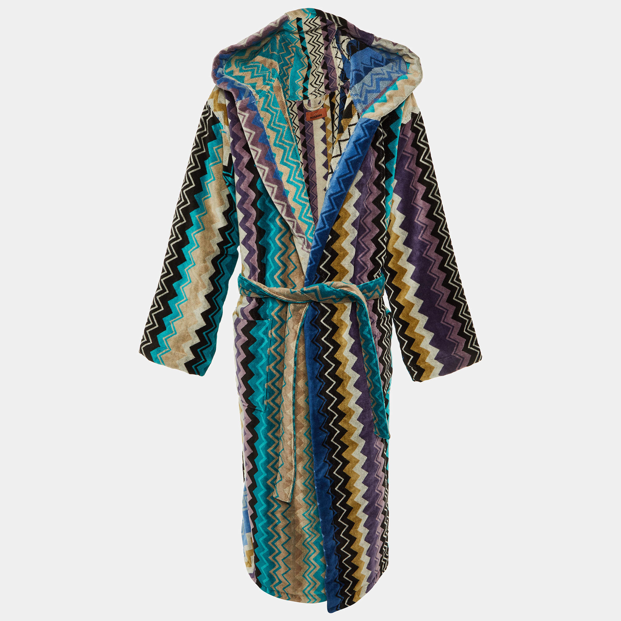 Pre Owned Missoni Multicolor Printed Terry Belted Bathrobe L