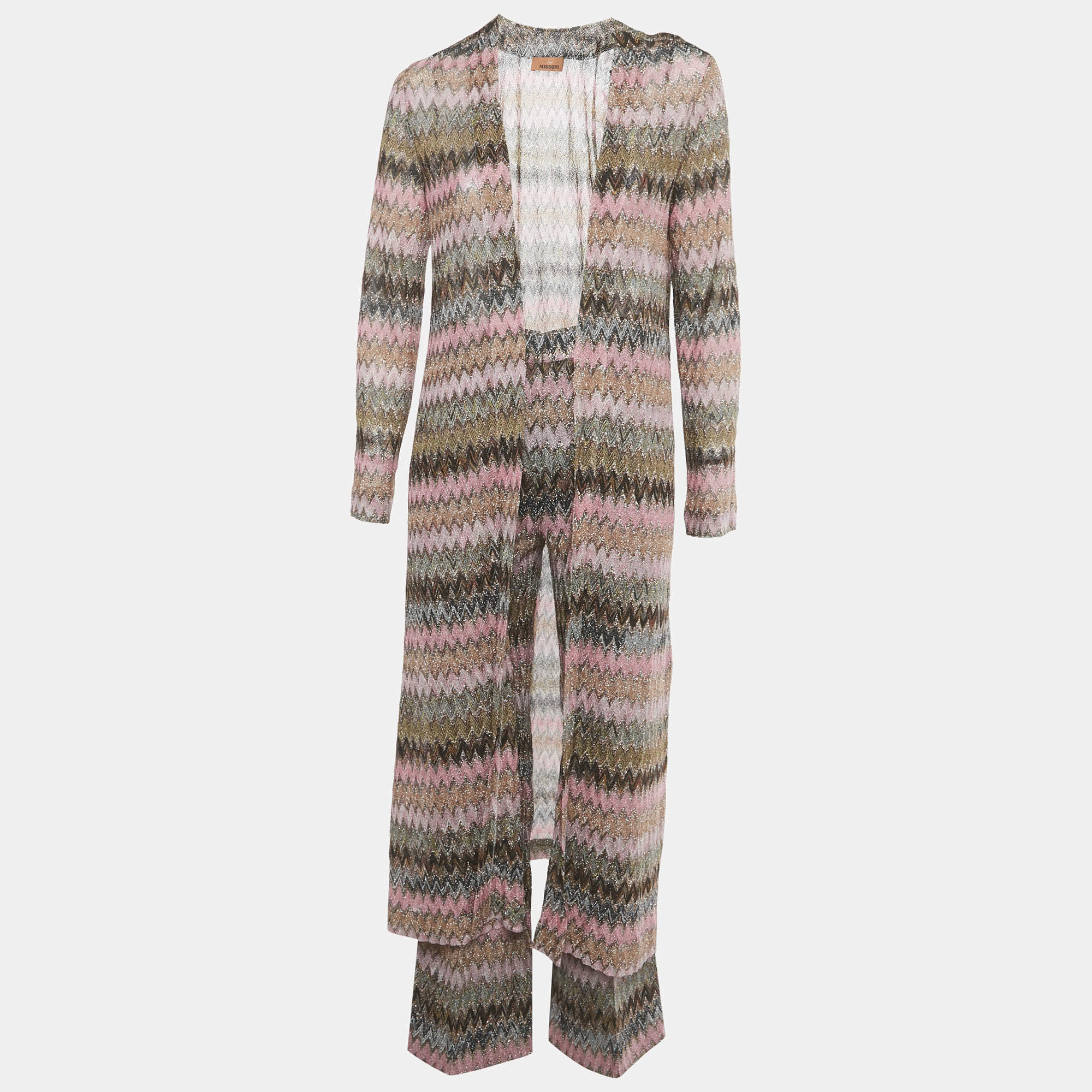 Pre Owned Missoni Pink Zig Zag Lurex Knit Set S
