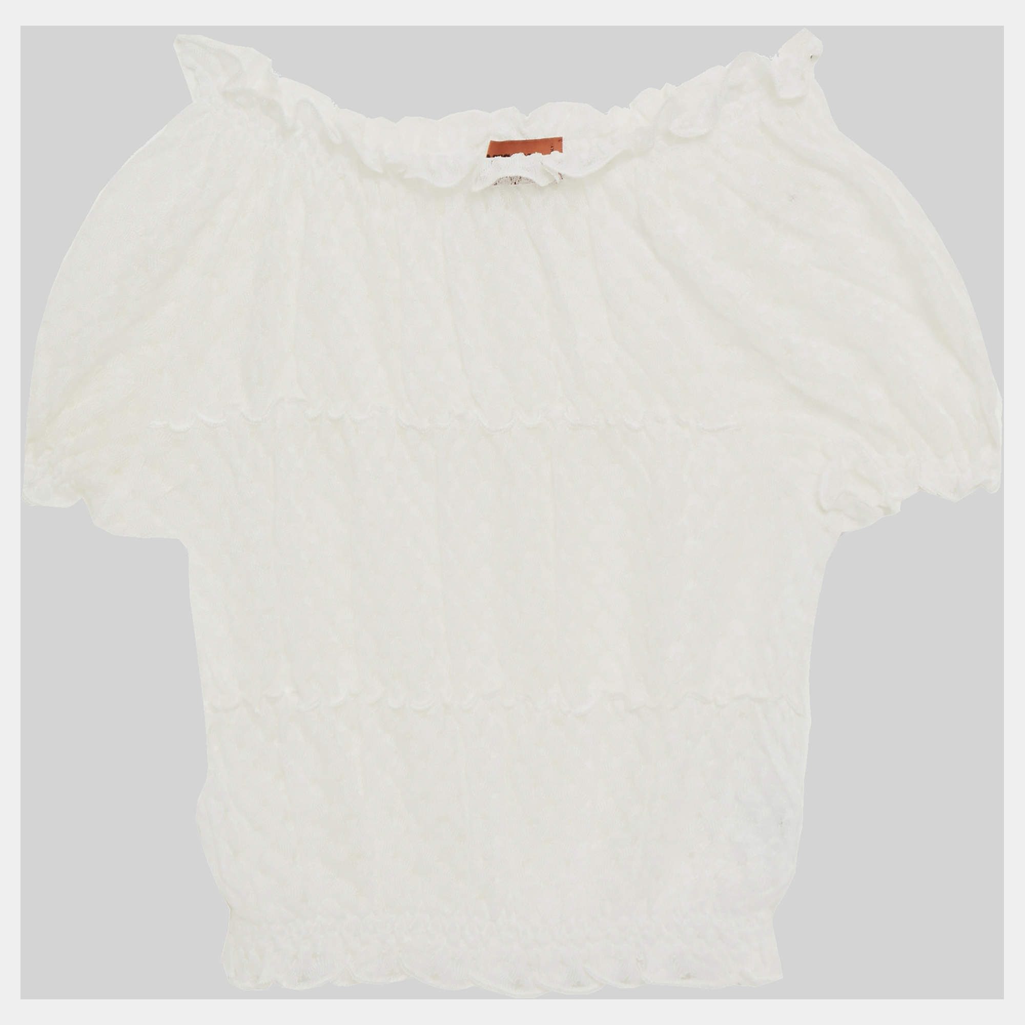 Pre Owned Missoni White Knit Off the Shoulder Top S (IT 40)