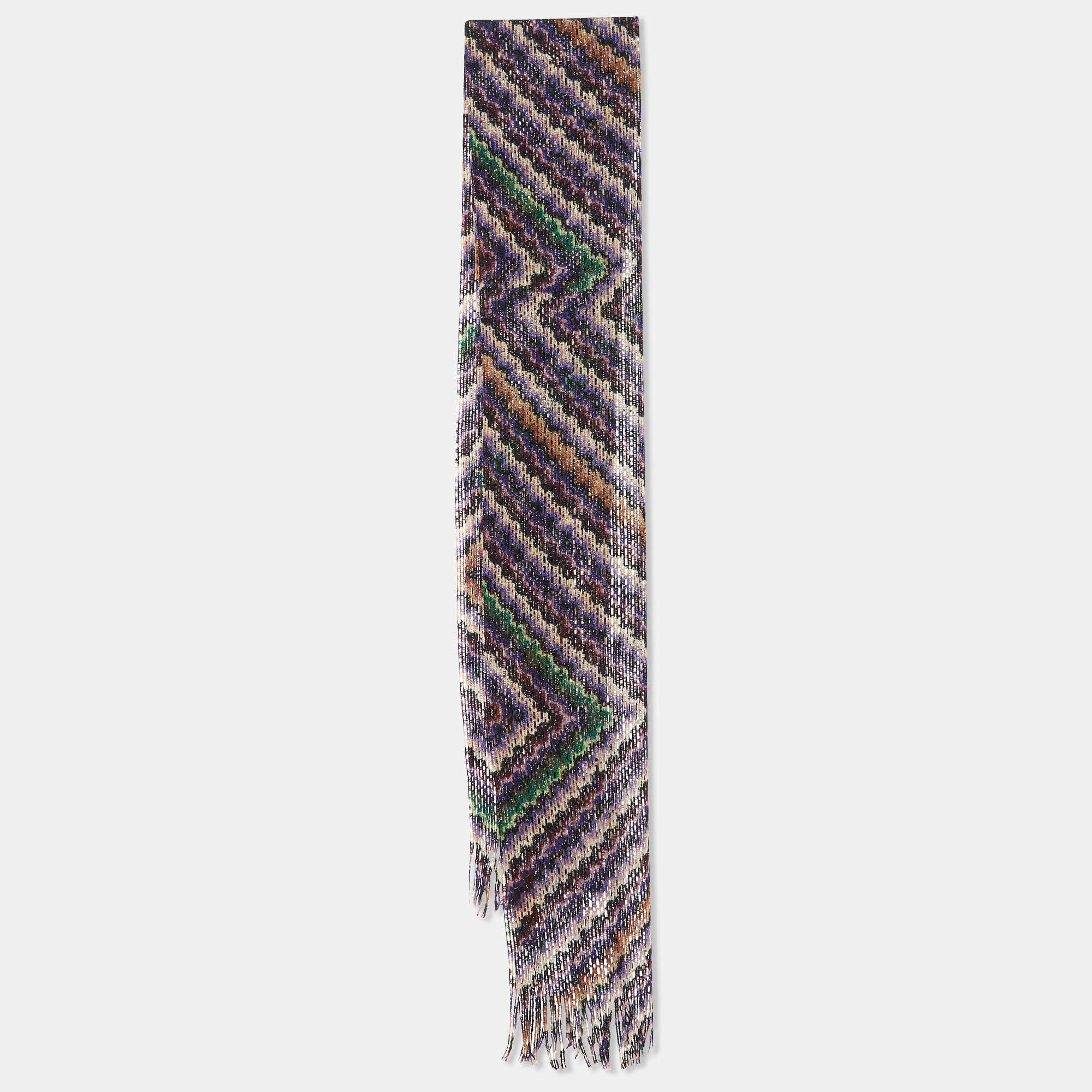 Missoni Multicolor Zig Zag Pattern Lurex Knit Stole 