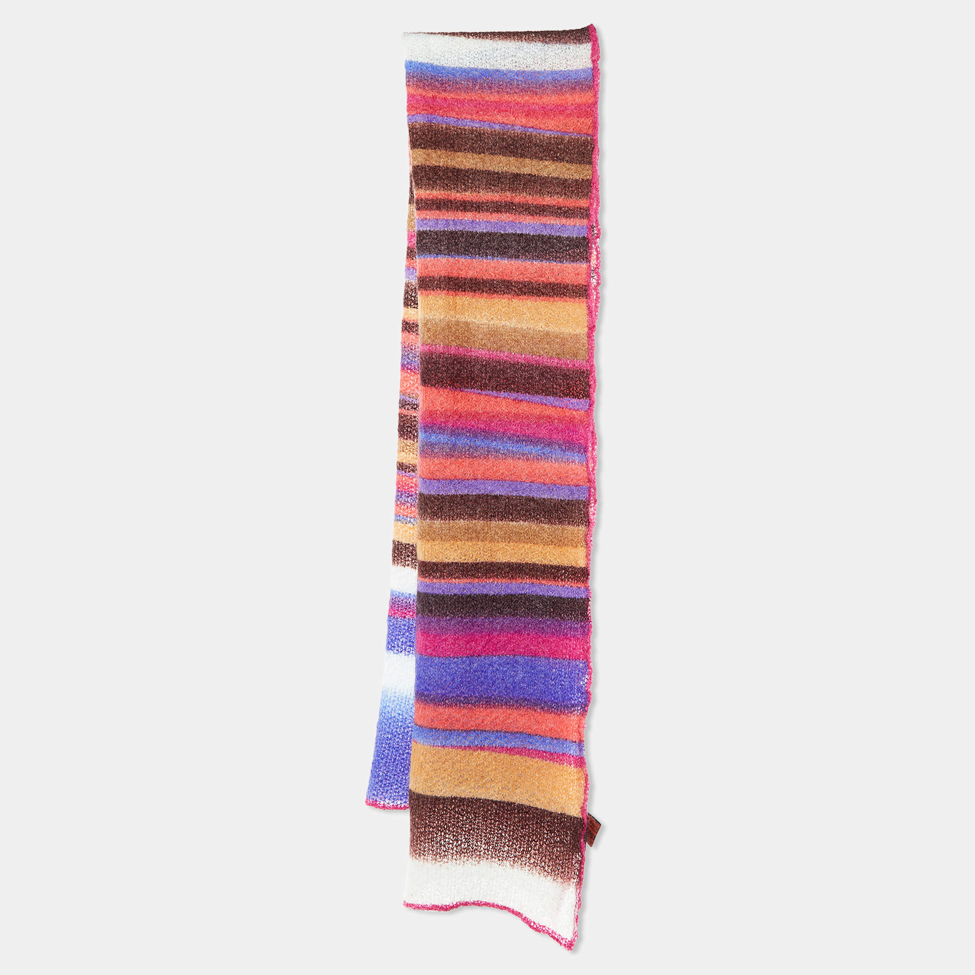 Pre Owned Missoni Multicolor Striped Mohair Blend Knit Stole