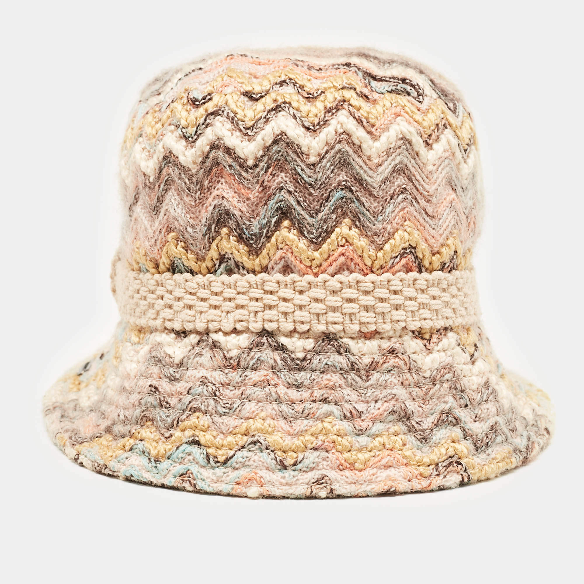 Pre Owned Missoni Multicolor Chevron Knit Hat L