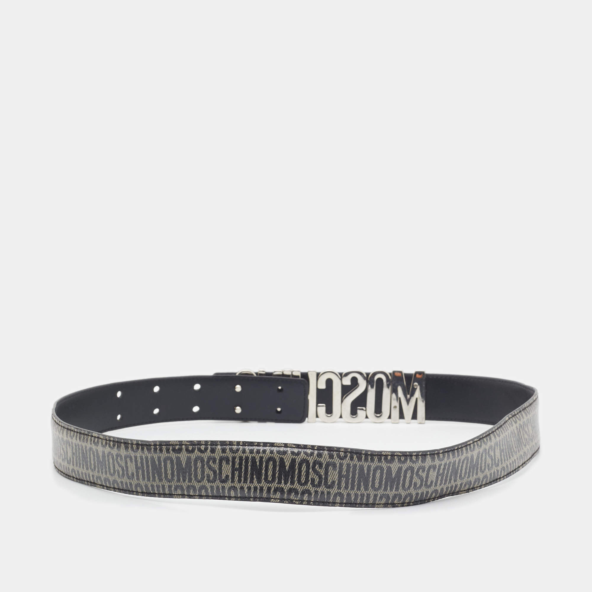 Moschino Gold Tone Metal Lettering Charms Chain Belt