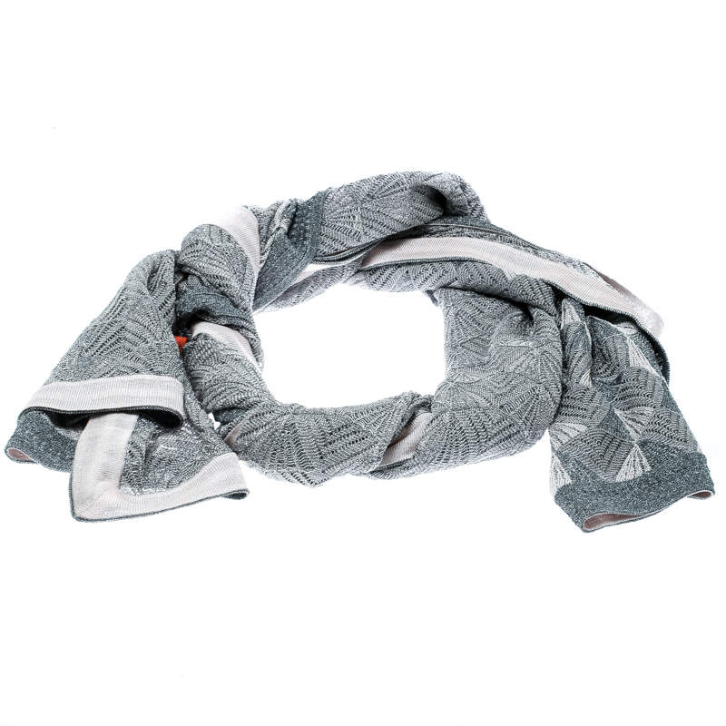 Pre Owned وشاح ميزوني تريكو لوريكس رصاصي ووردي