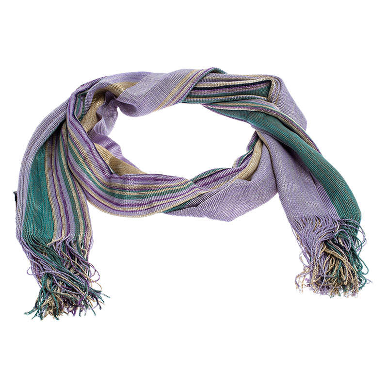 Pre Owned Missoni Multicolor Striped Knit Scarf