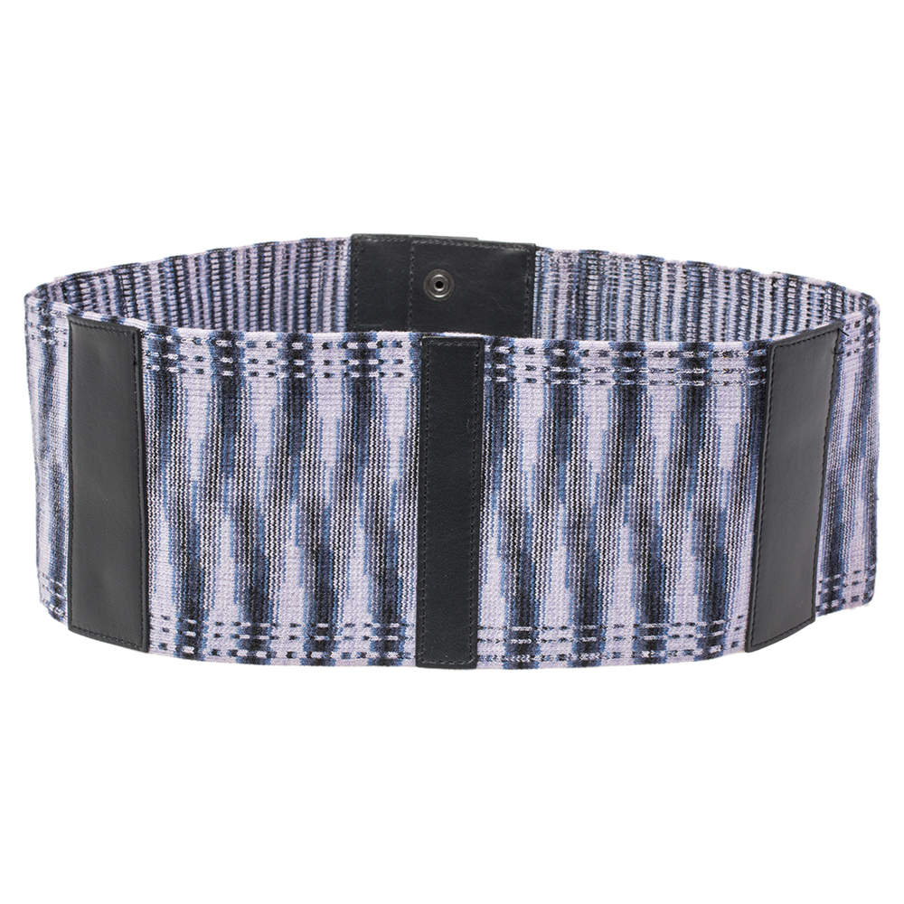 Pre Owned Missoni Multicolor Stretch Fabric And Leather Waist Belt 70 CM