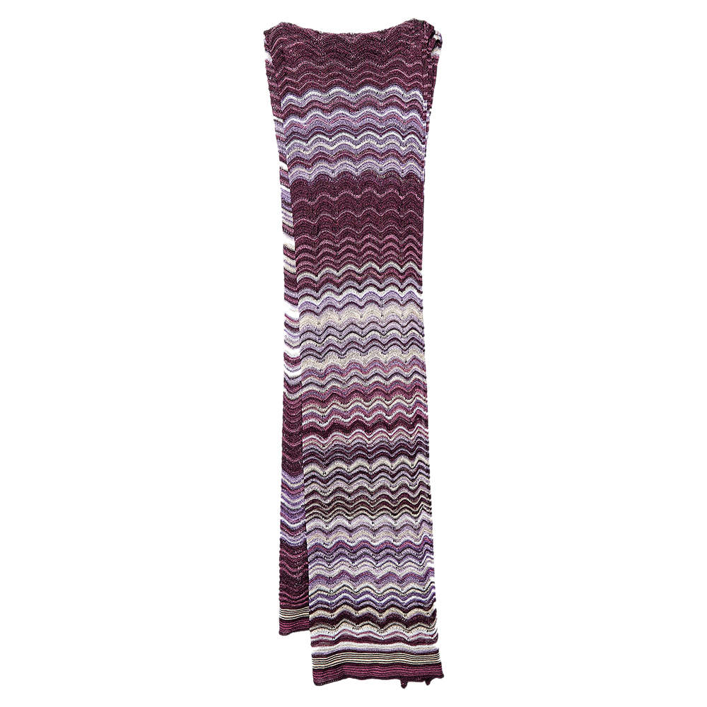 Pre Owned Missoni Purple Chevron Pointelle Knit Stole