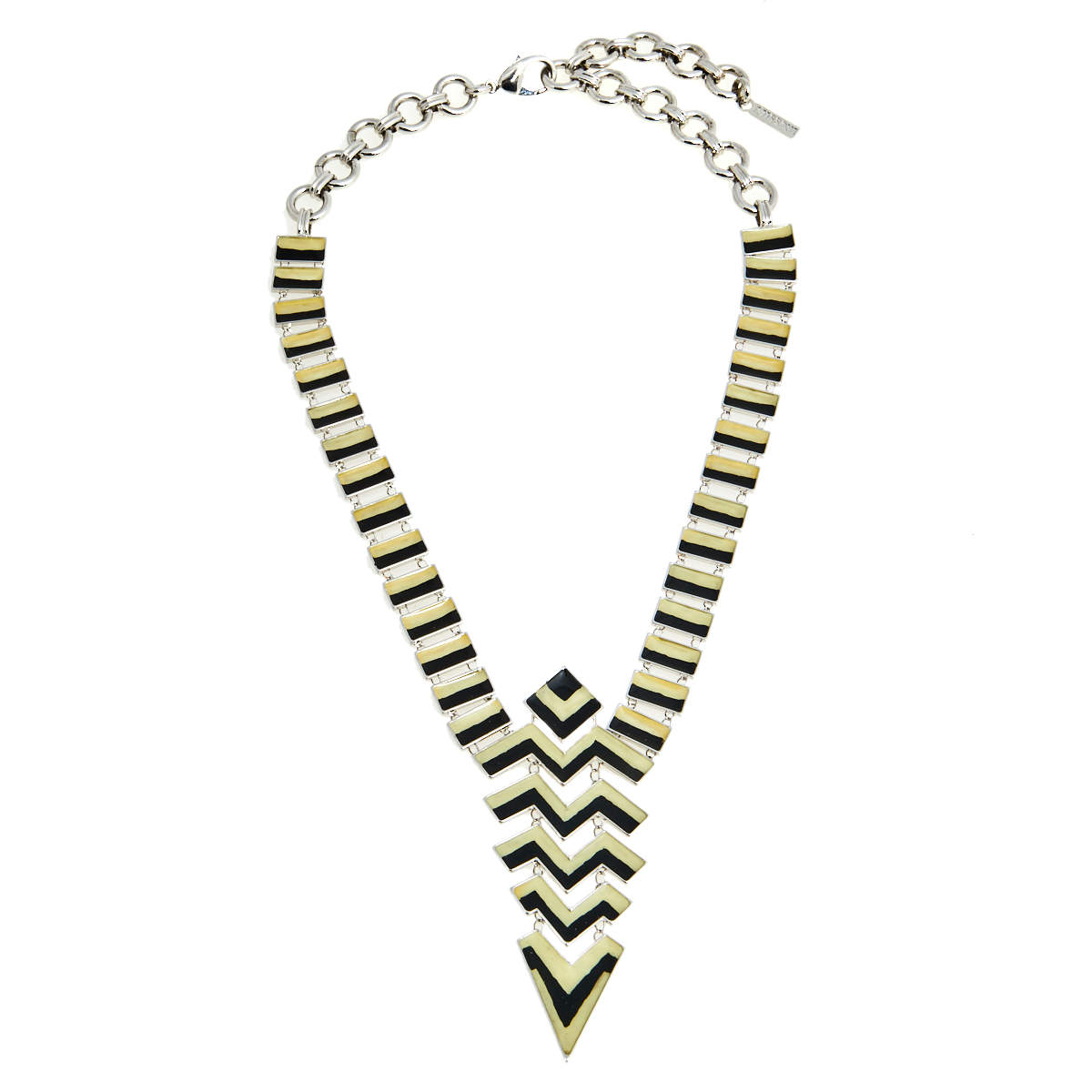 Pre Owned Missoni Enamel Silver Tone Geometric Shaped Long Necklace