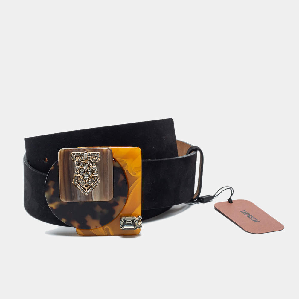 Pre Owned Missoni Black Suede Buckle Belt 75 CM