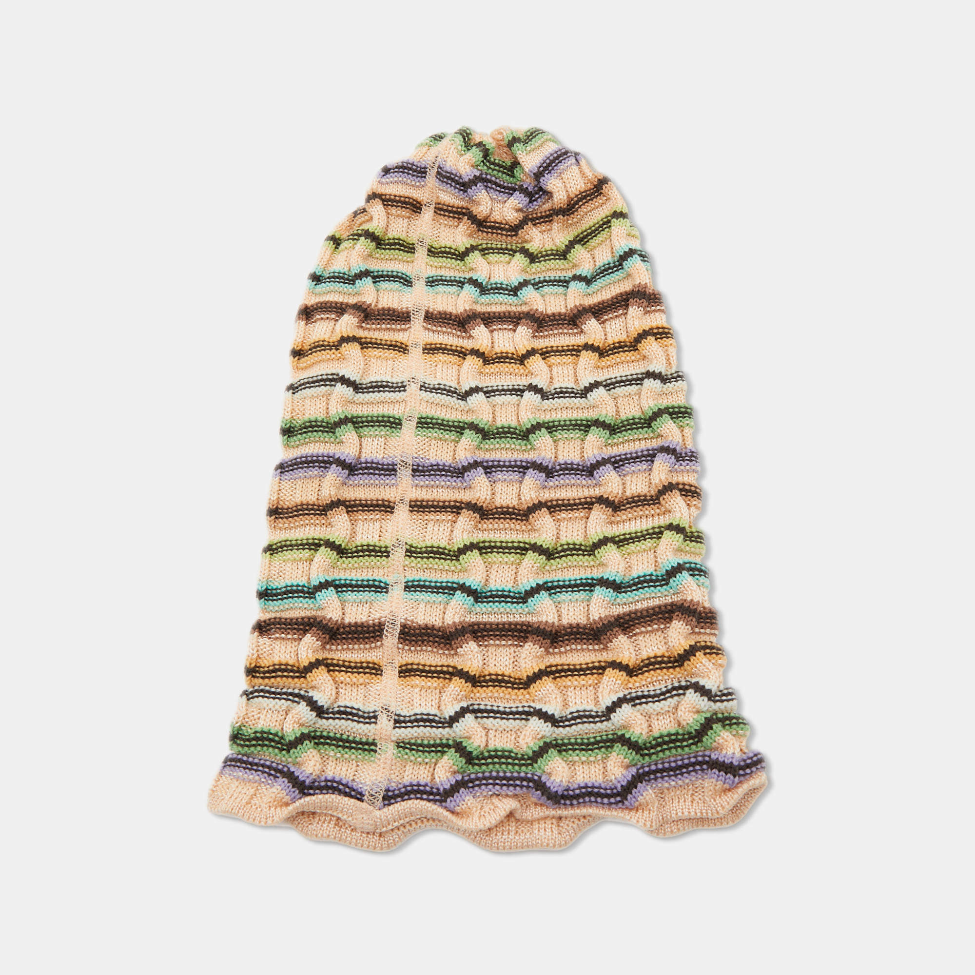 Pre Owned Missoni Multicolor Wool Chunky Knit Beanie