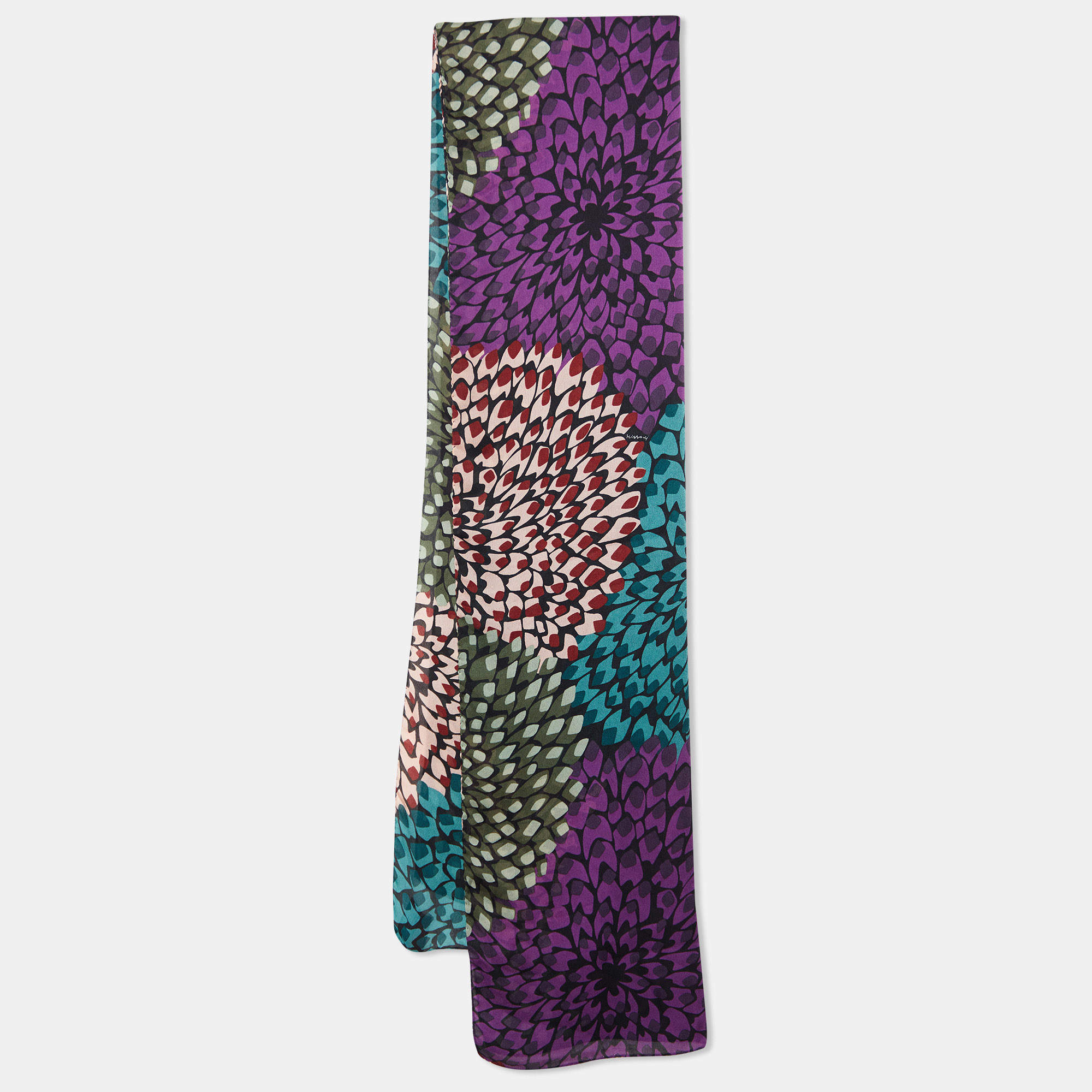 Pre Owned Missoni Multicolor Floral Printed Silk Scarf