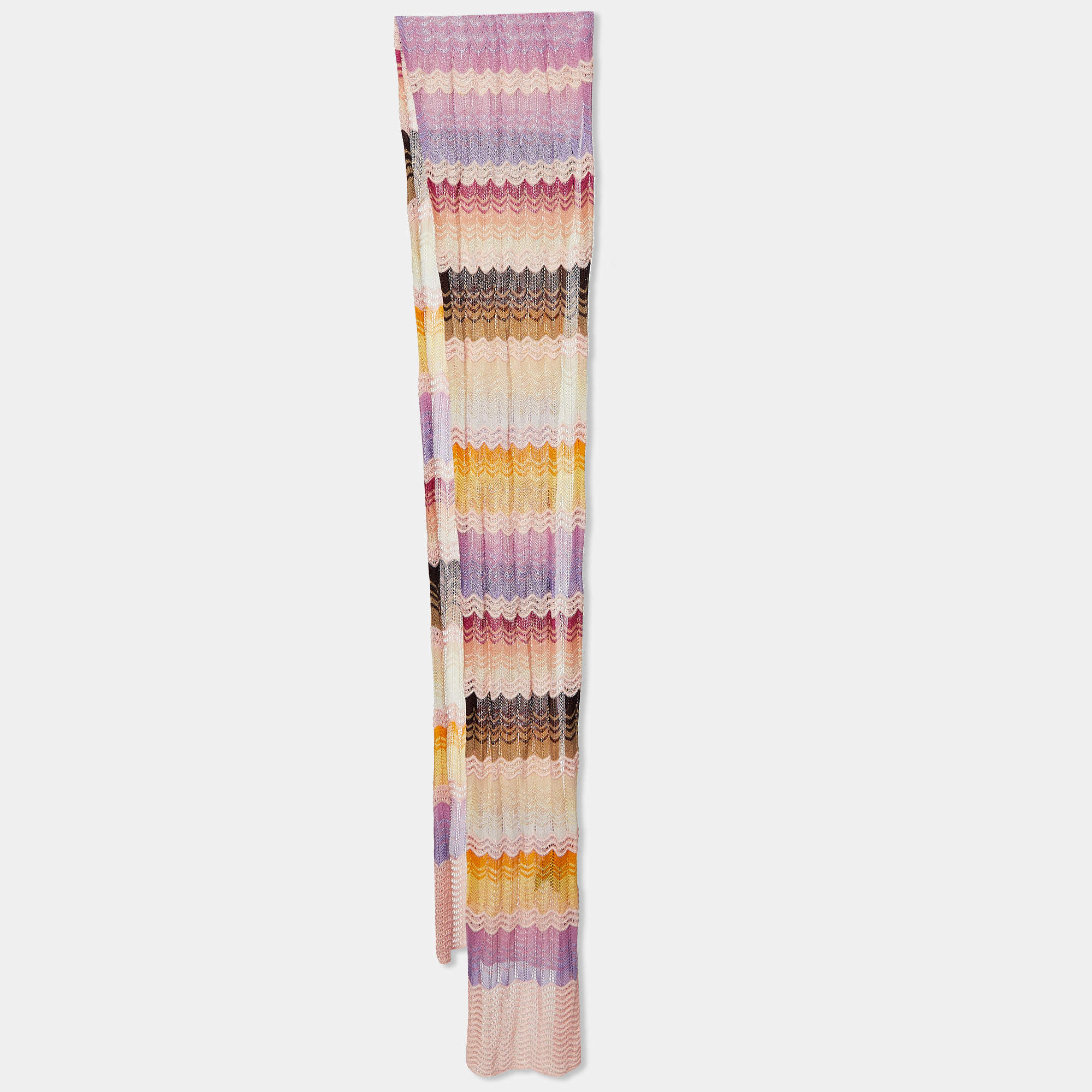 Pre Owned Missoni Multicolor Patterned Cotton Knit Stole