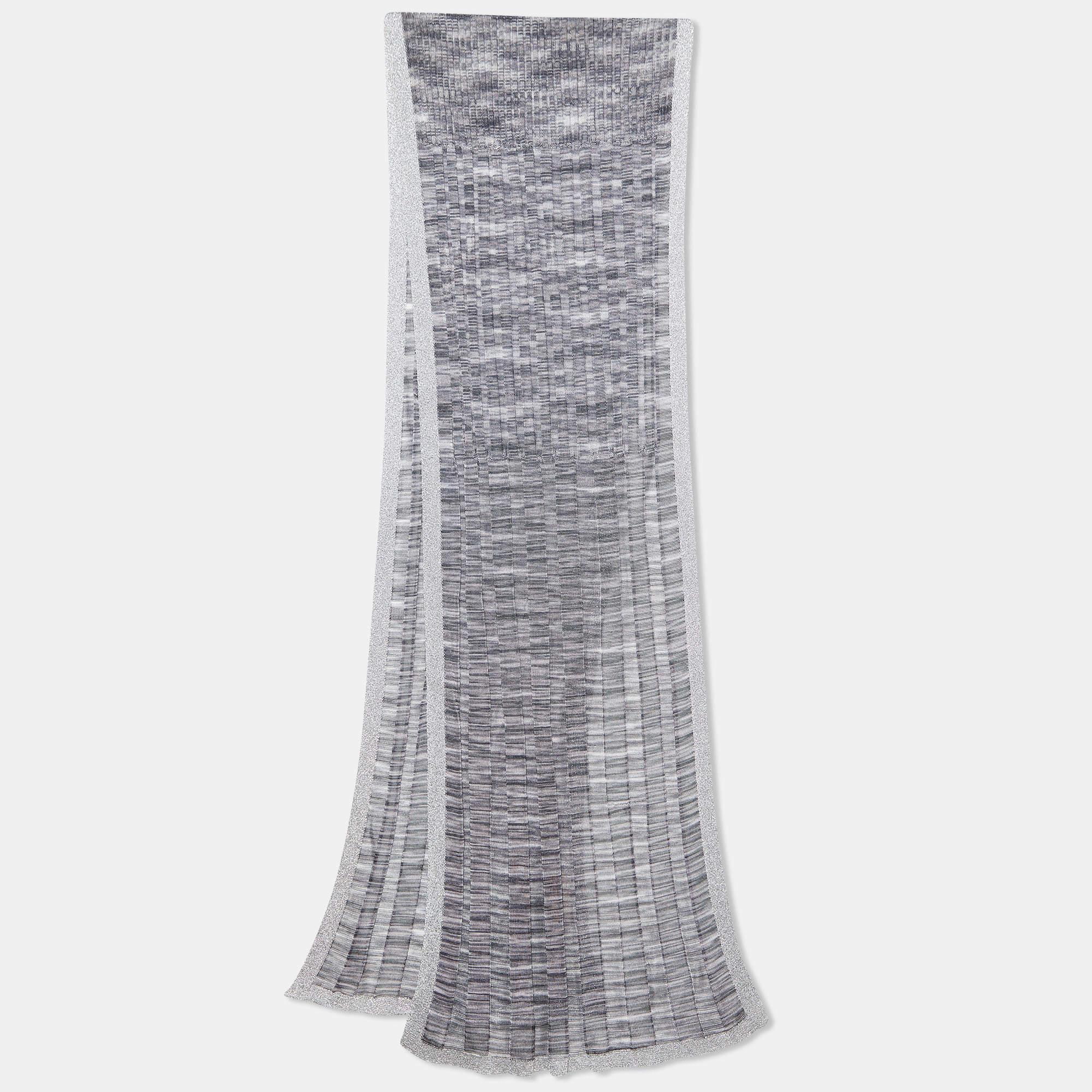 Pre Owned Missoni Grey Ribbed Lurex Knit Stole
