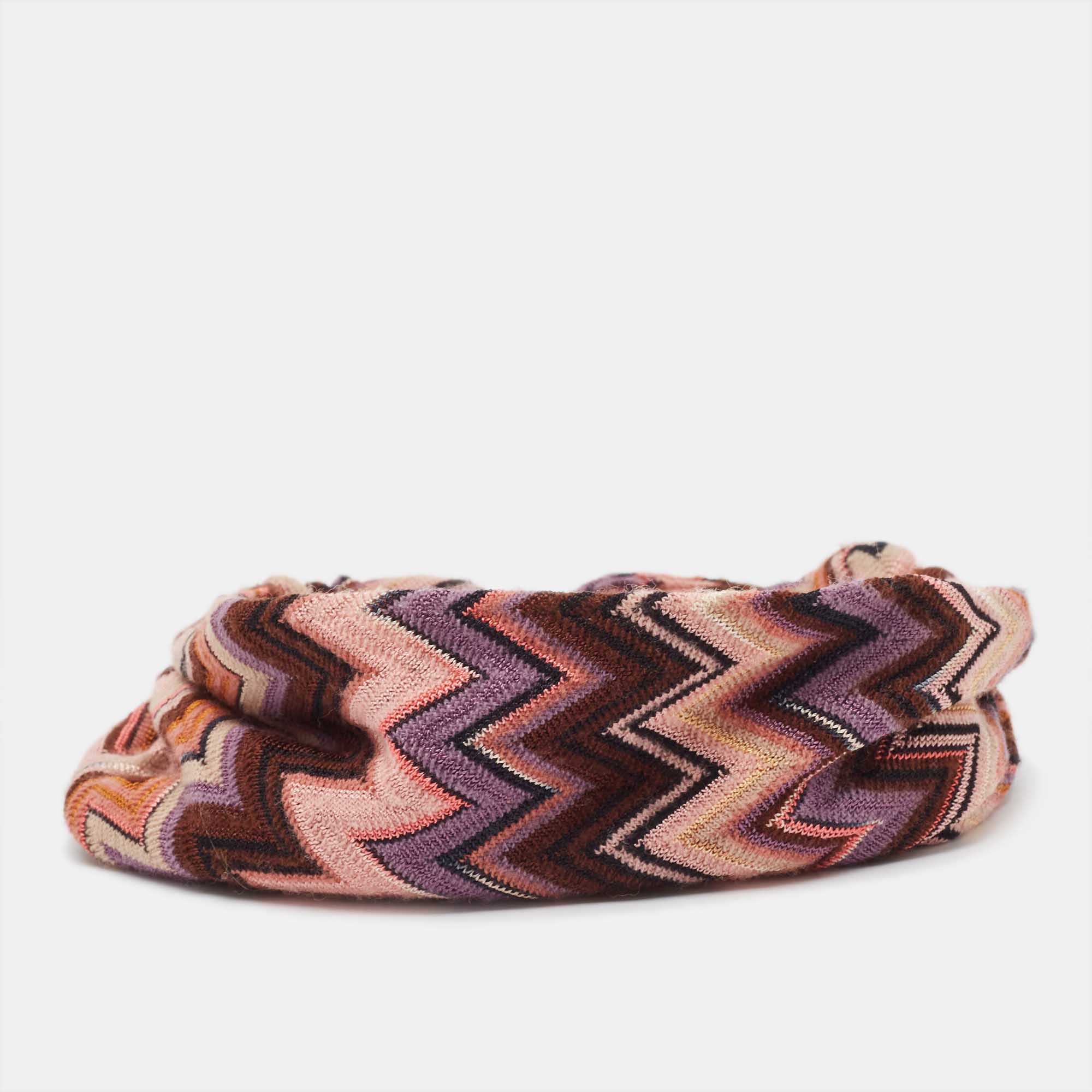Pre Owned Missoni Multicolor Chevron Knit Headband One Size