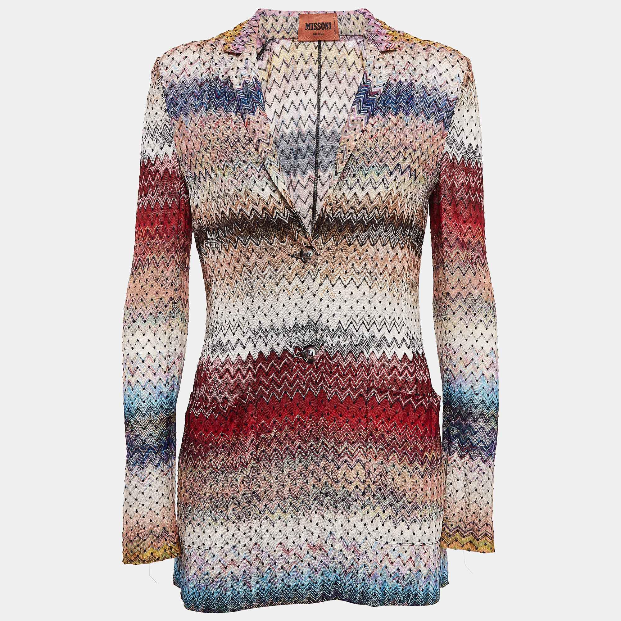 Pre Owned Missoni Multicolor Chevron Knit Long Shirt M
