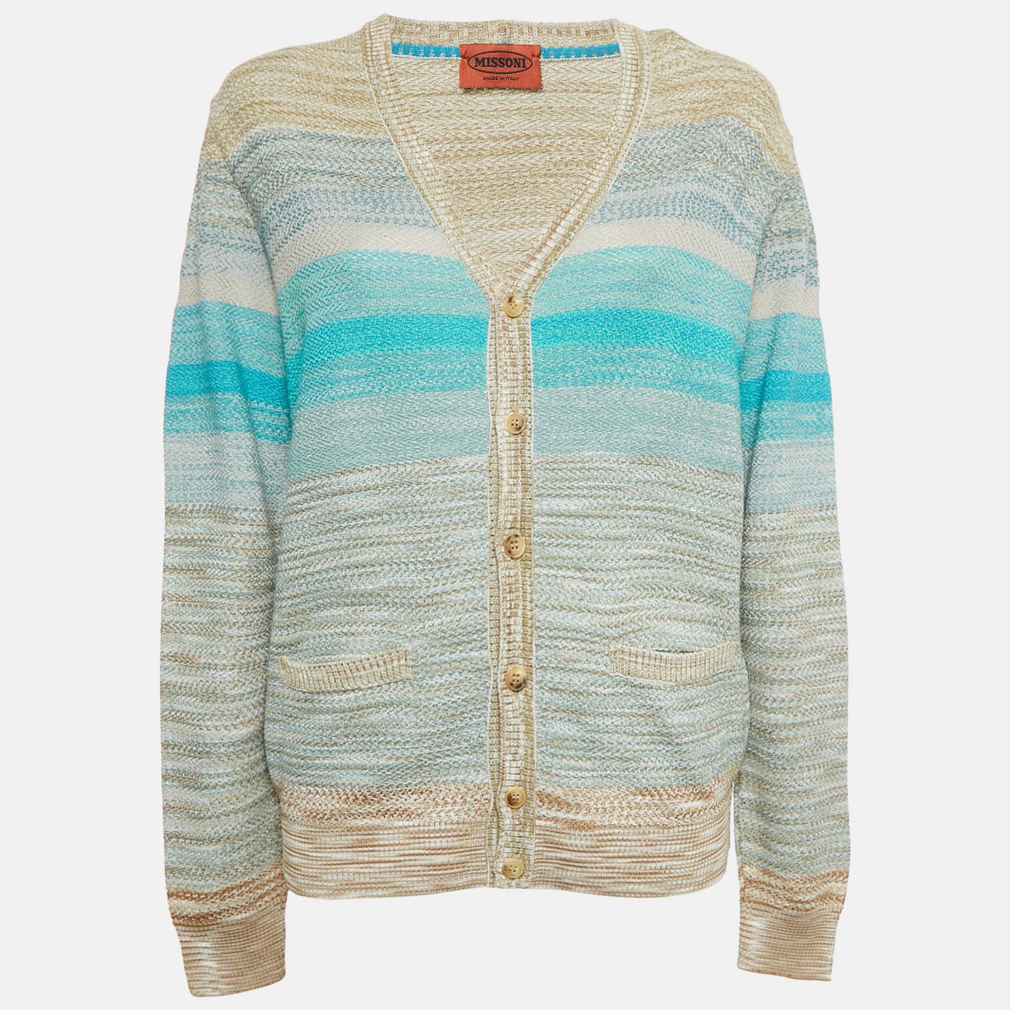 Missoni Multicolor Patterned Knit Cardigan L