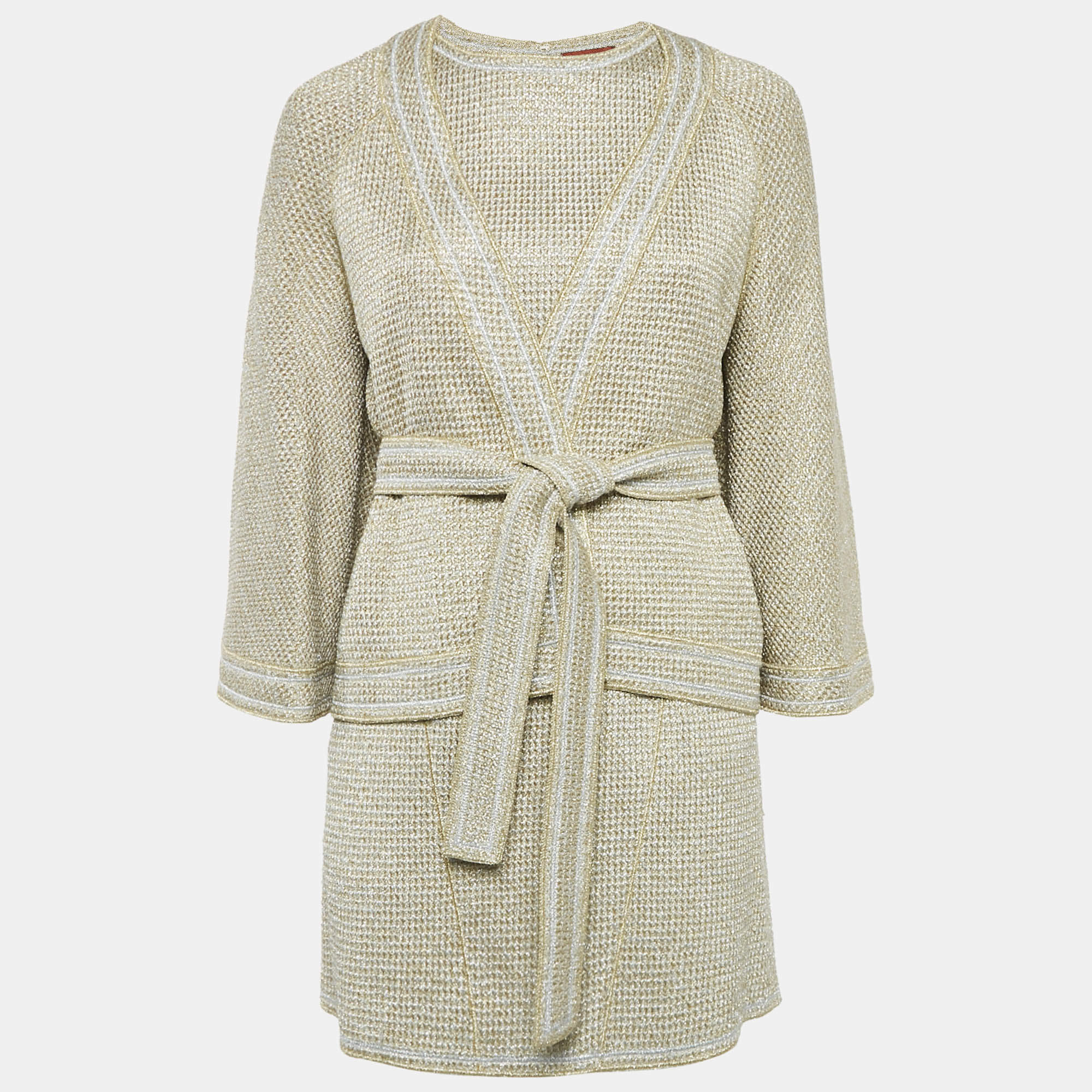 Pre Owned Missoni Metallic Lurex Knit Mini Dress and Cape Set S