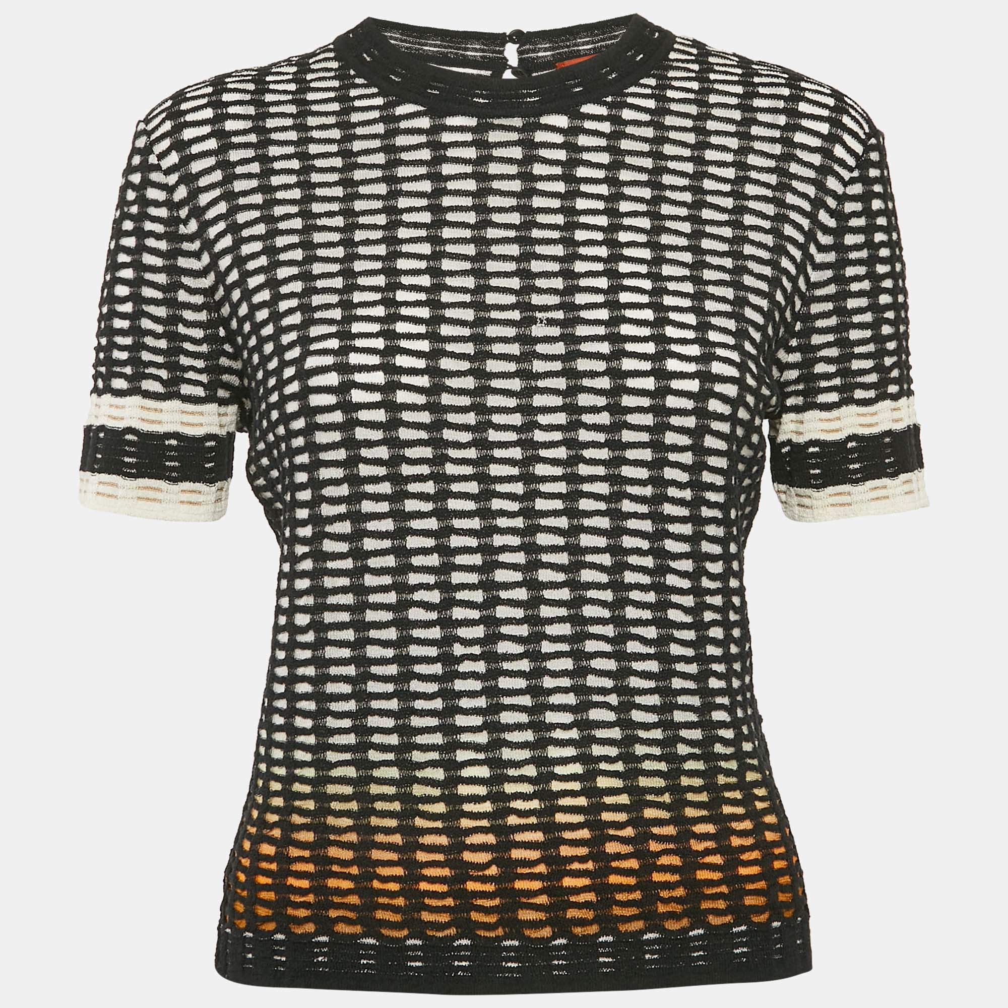 Missoni Black/White Textured Stretch Knit Top M