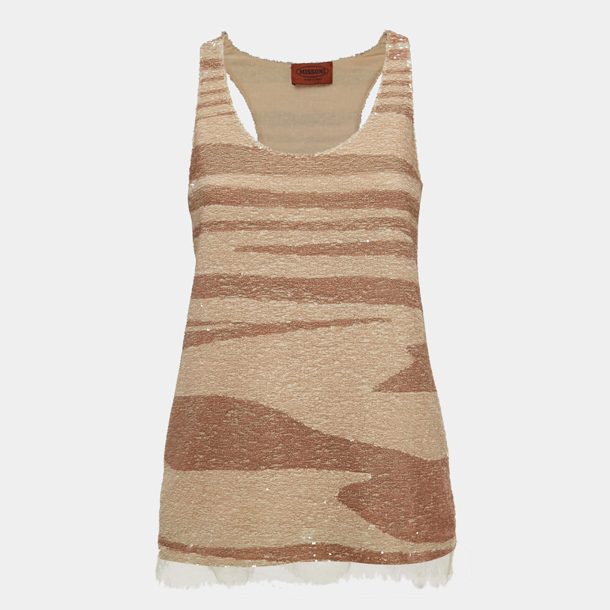Missoni Beige Striped Sequin Tank Top S