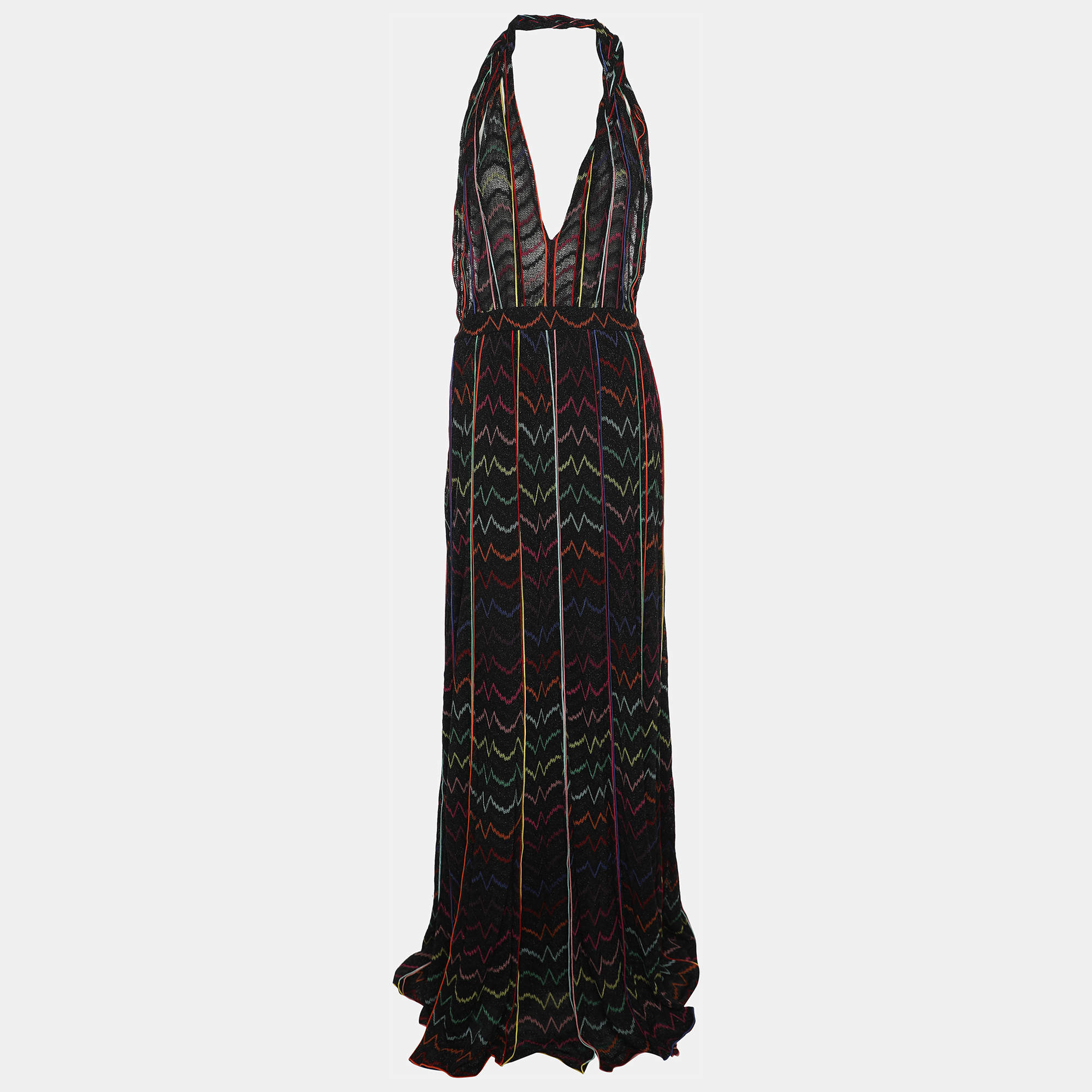 Pre Owned Missoni Multicolor Rayon Blend Knit Halter Dress L