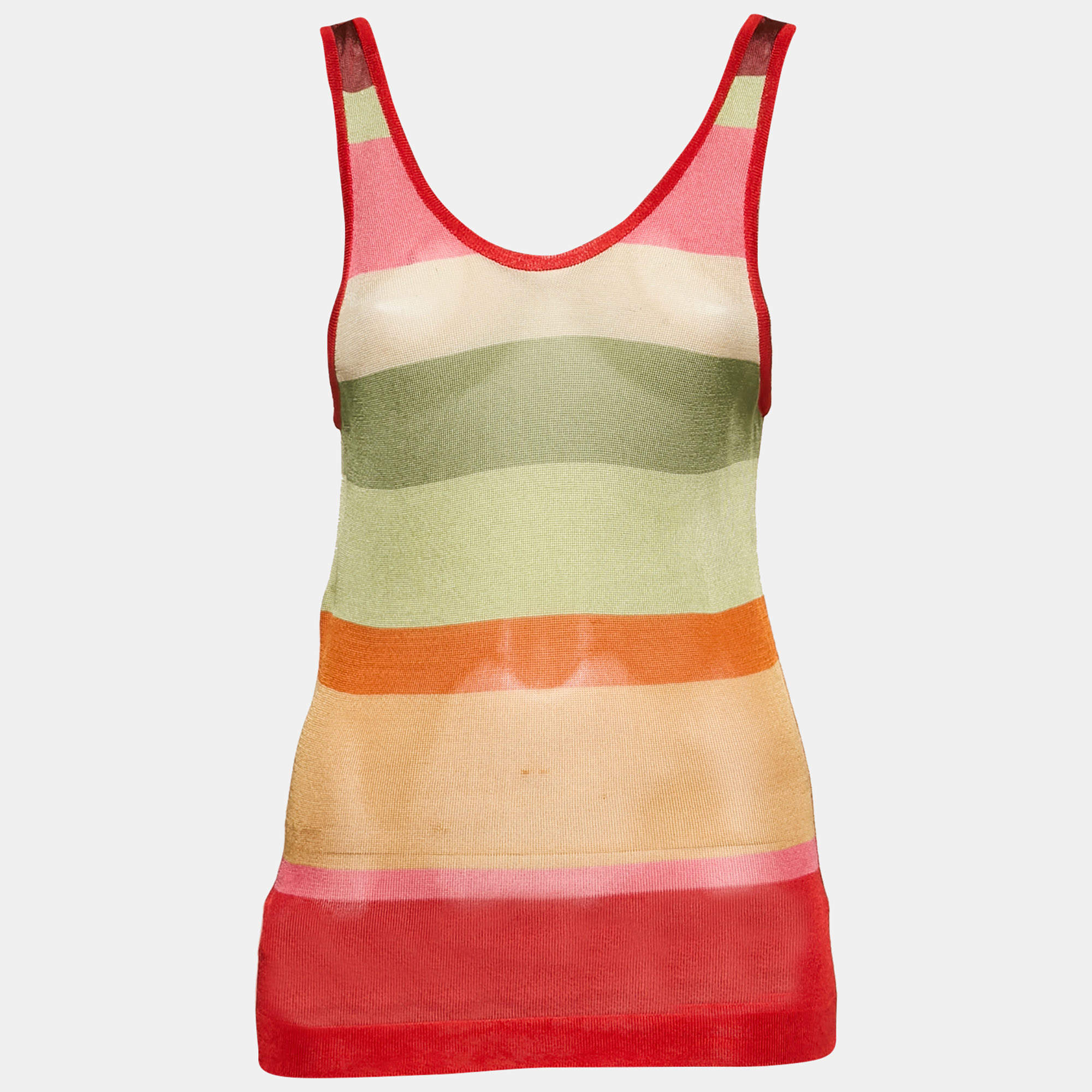 Missoni Multicolor Striped Knit Sheer Tank Top L