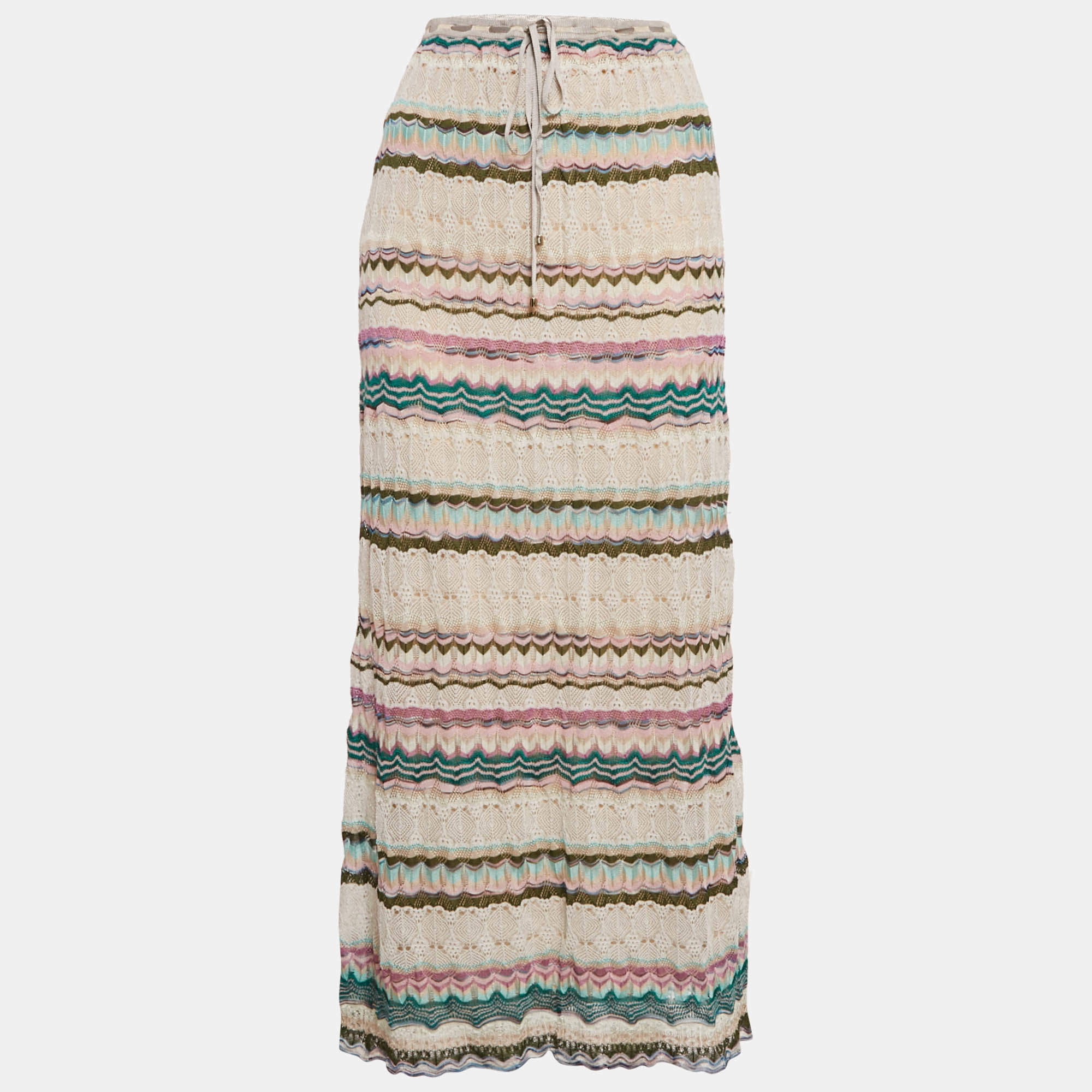 Missoni Blue Patterned Knit Maxi Skirt S
