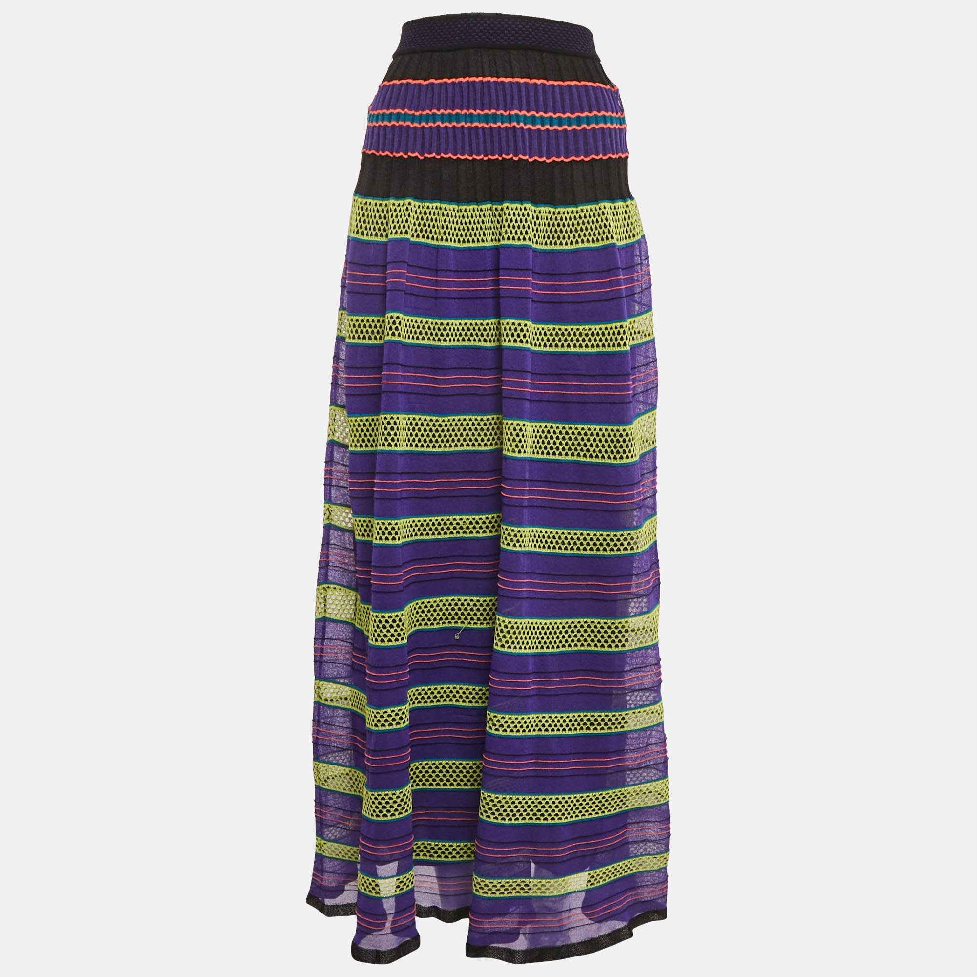 M Missoni Purple/Multicolor Patterned Knit Maxi Skirt S