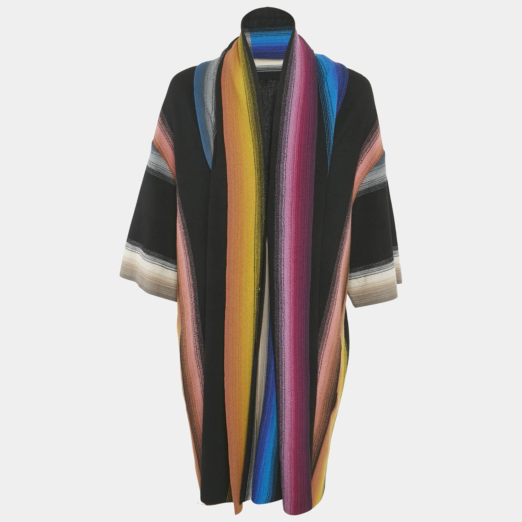 Missoni Multicolor Striped Wool Overlay Detail Oversized Cardigan M