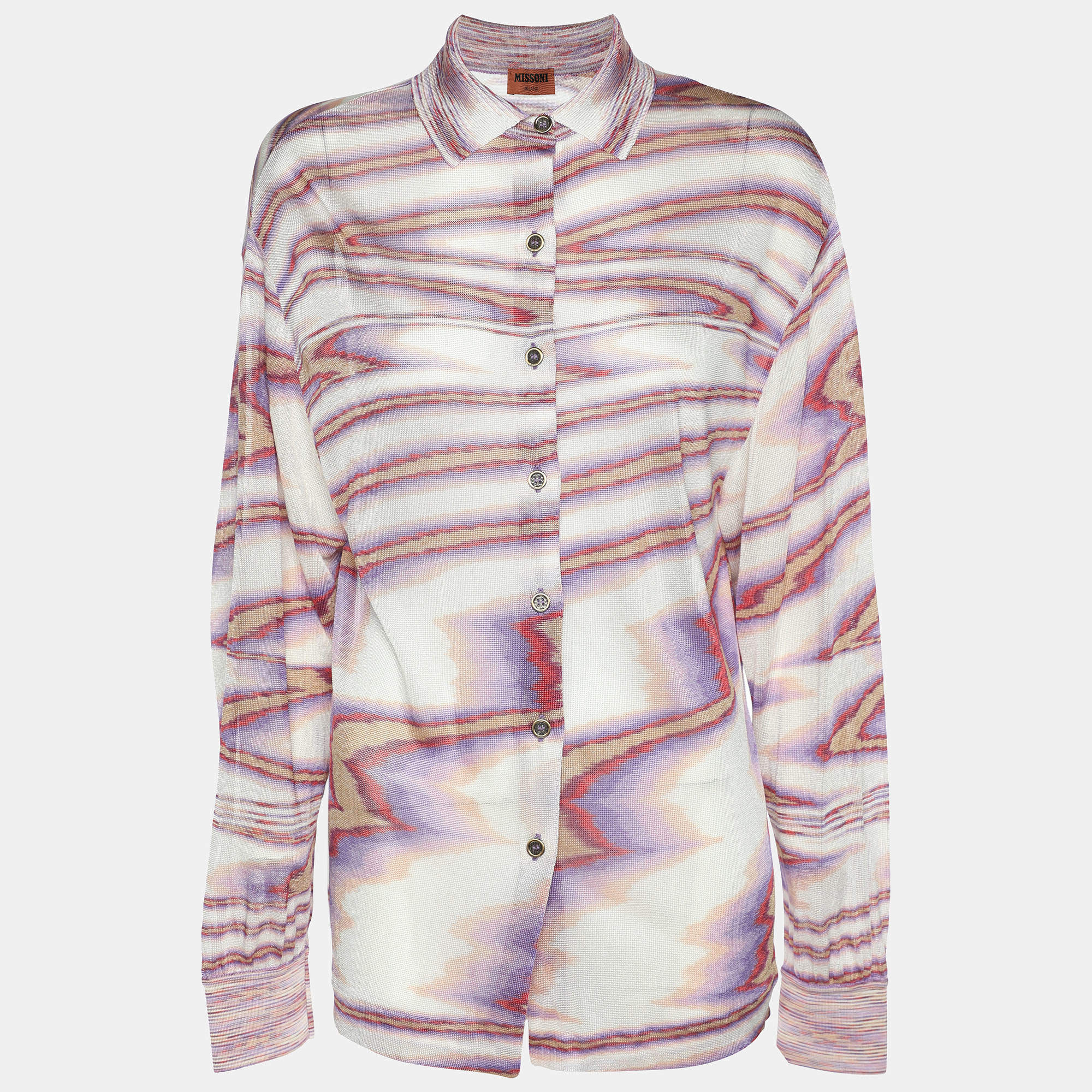 Missoni Multicolor Knit Button Front Shirt S