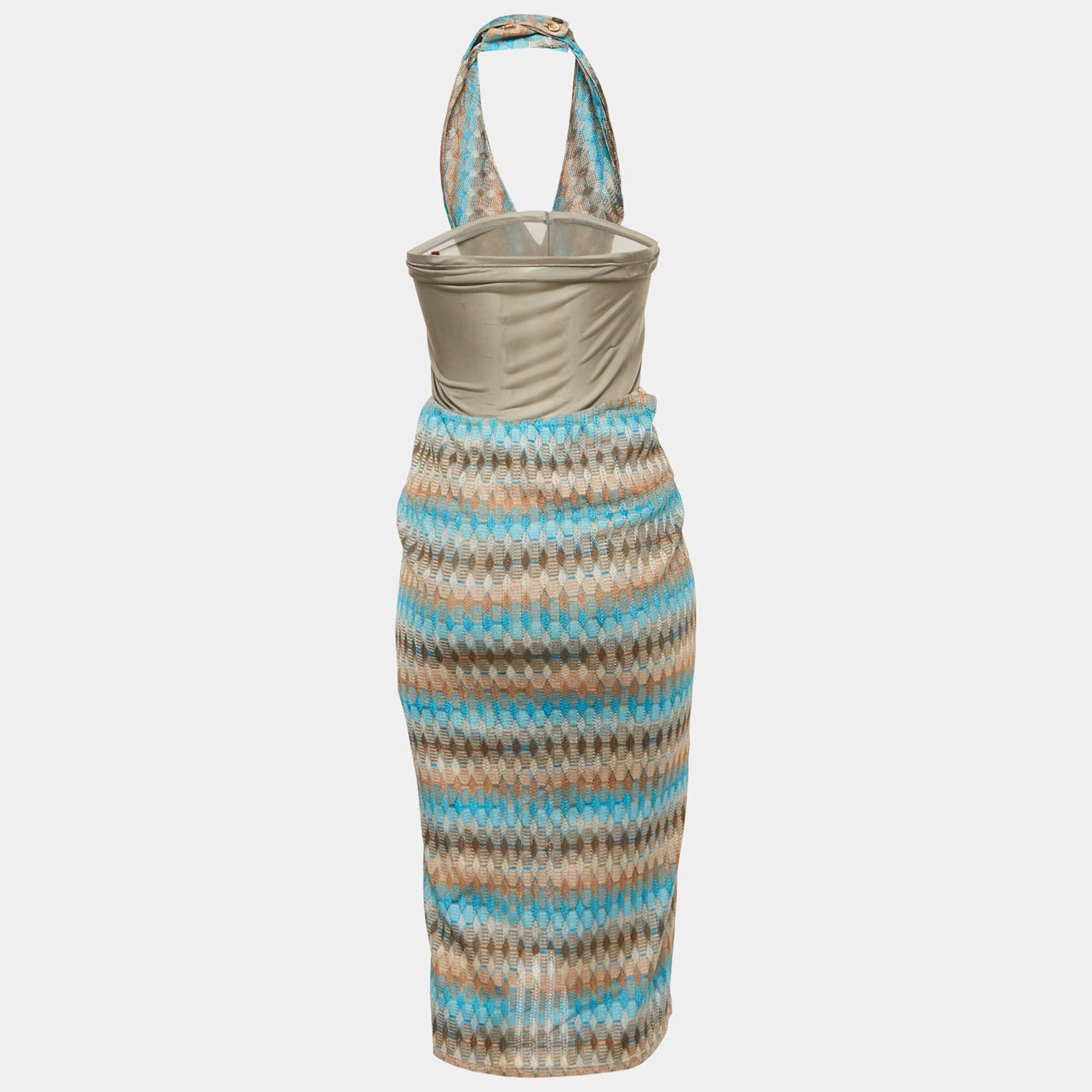 Missoniのニットとスパンコールのディテールのマキシドレス/ガウン