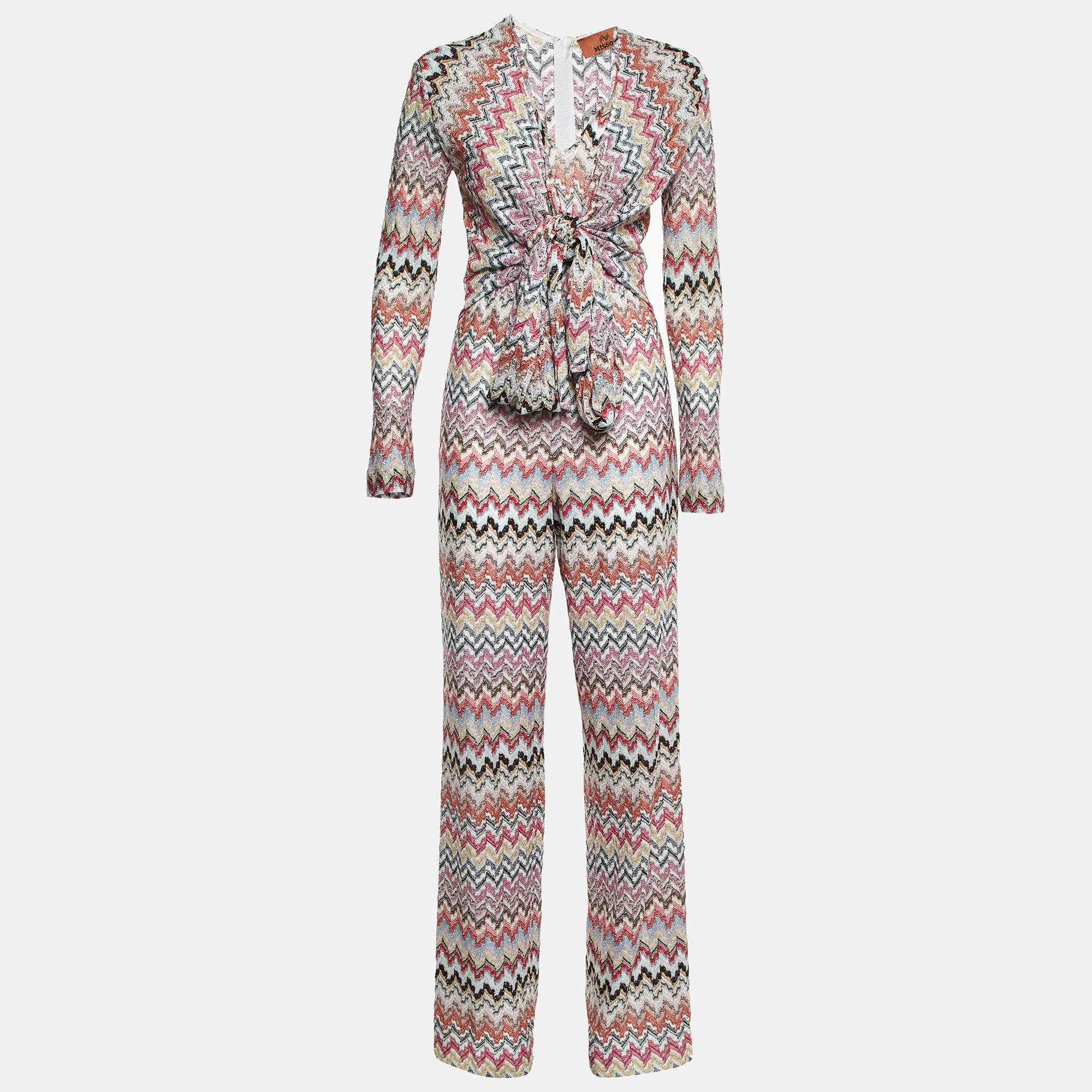 Pre Owned Missoni Multicolor Wave Patterned Lurex Knit Jumpsuit S