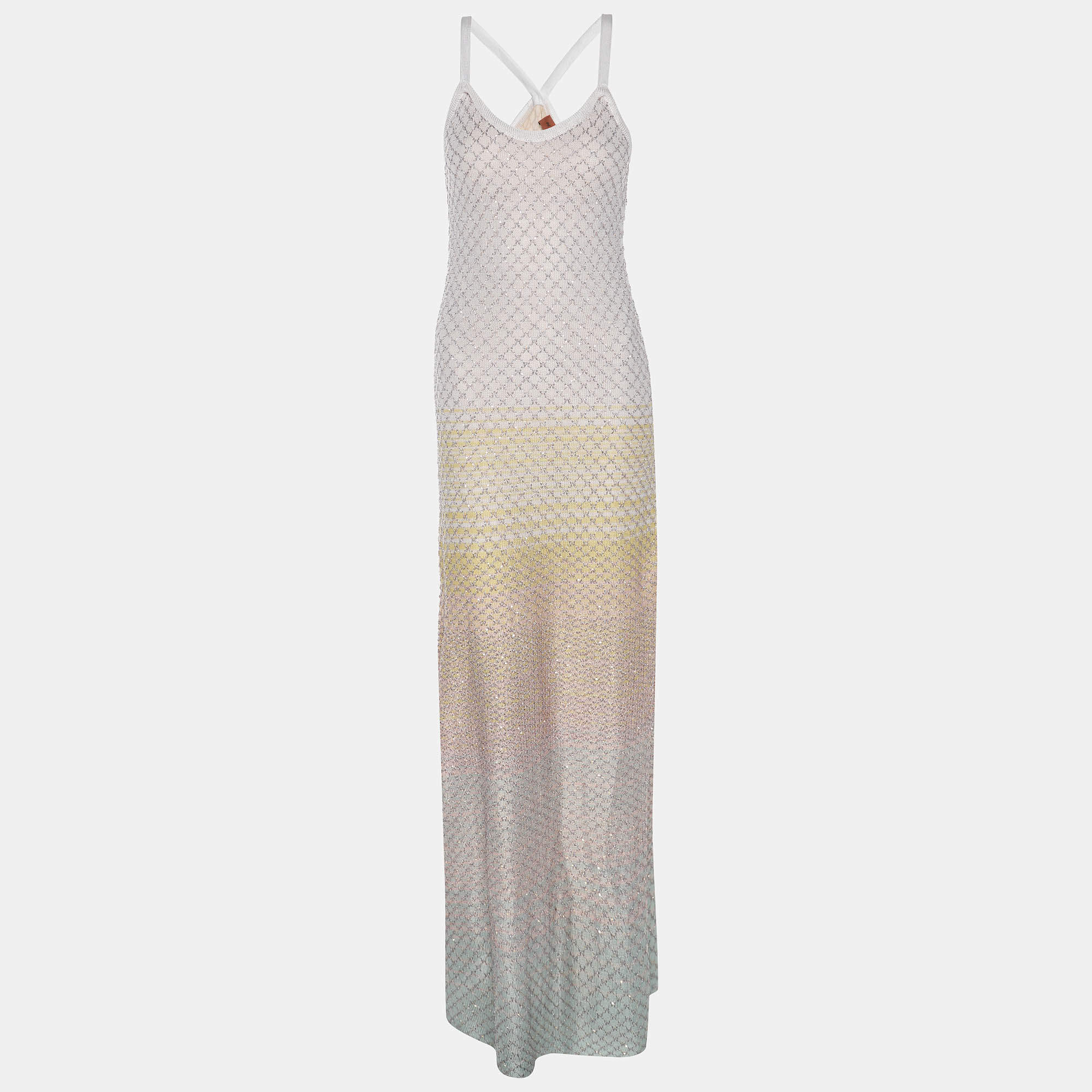 Pre Owned Missoni Multicolor Knit Sequins Maxi Dress S
