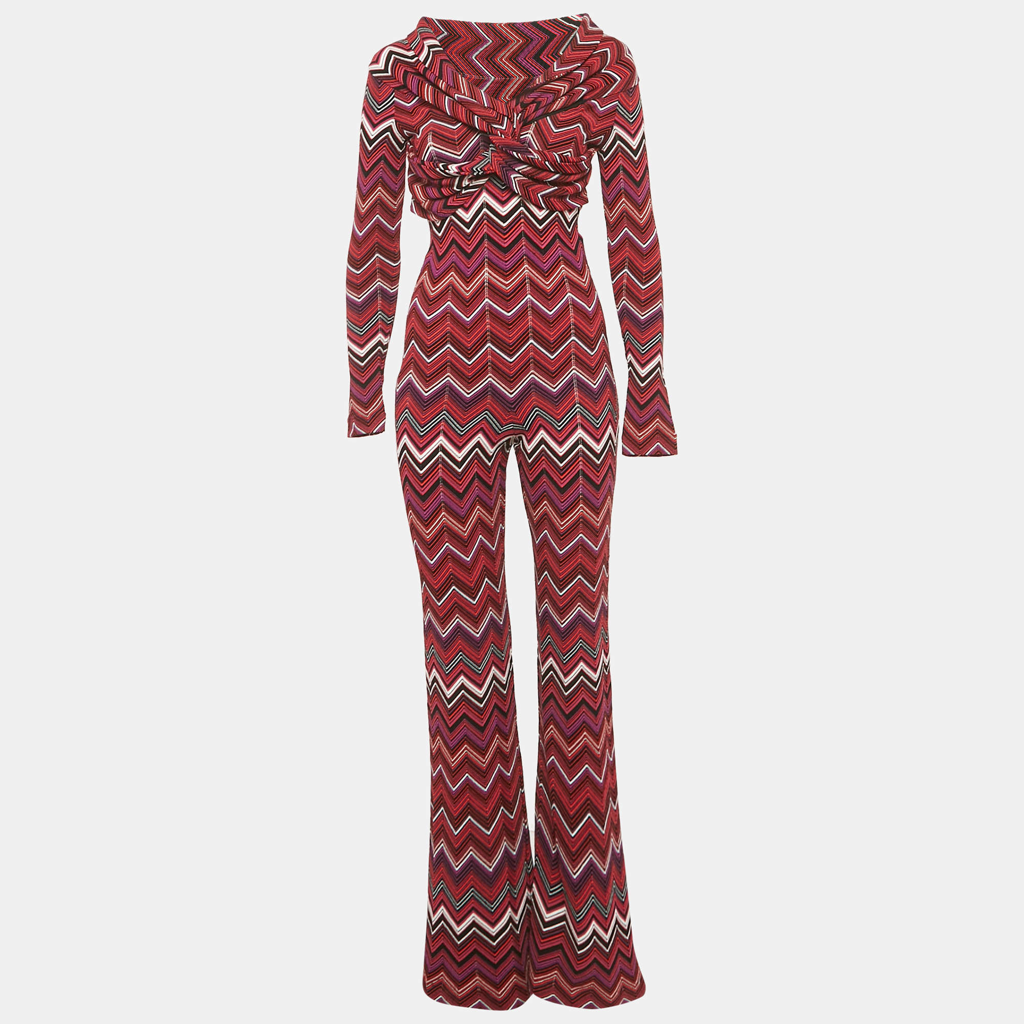 Pre Owned Missoni Multicolor Zig Zag Knit Long Jumpsuit S