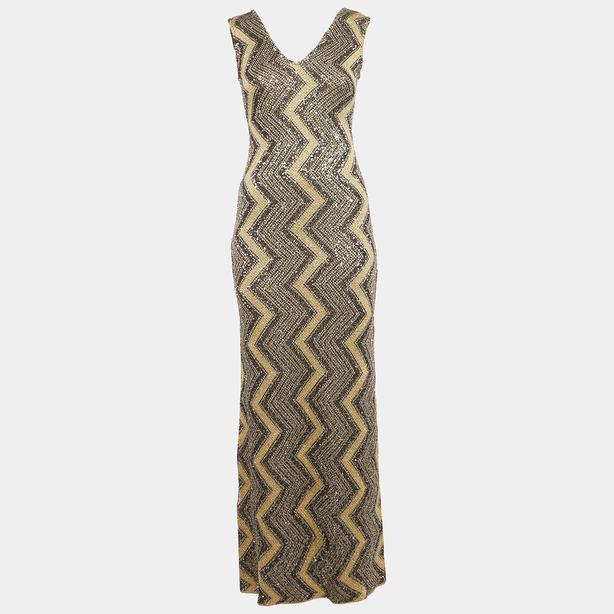 Pre Owned Missoni Multicolor Sequinned Lurex Knit Sleeveless Dress S