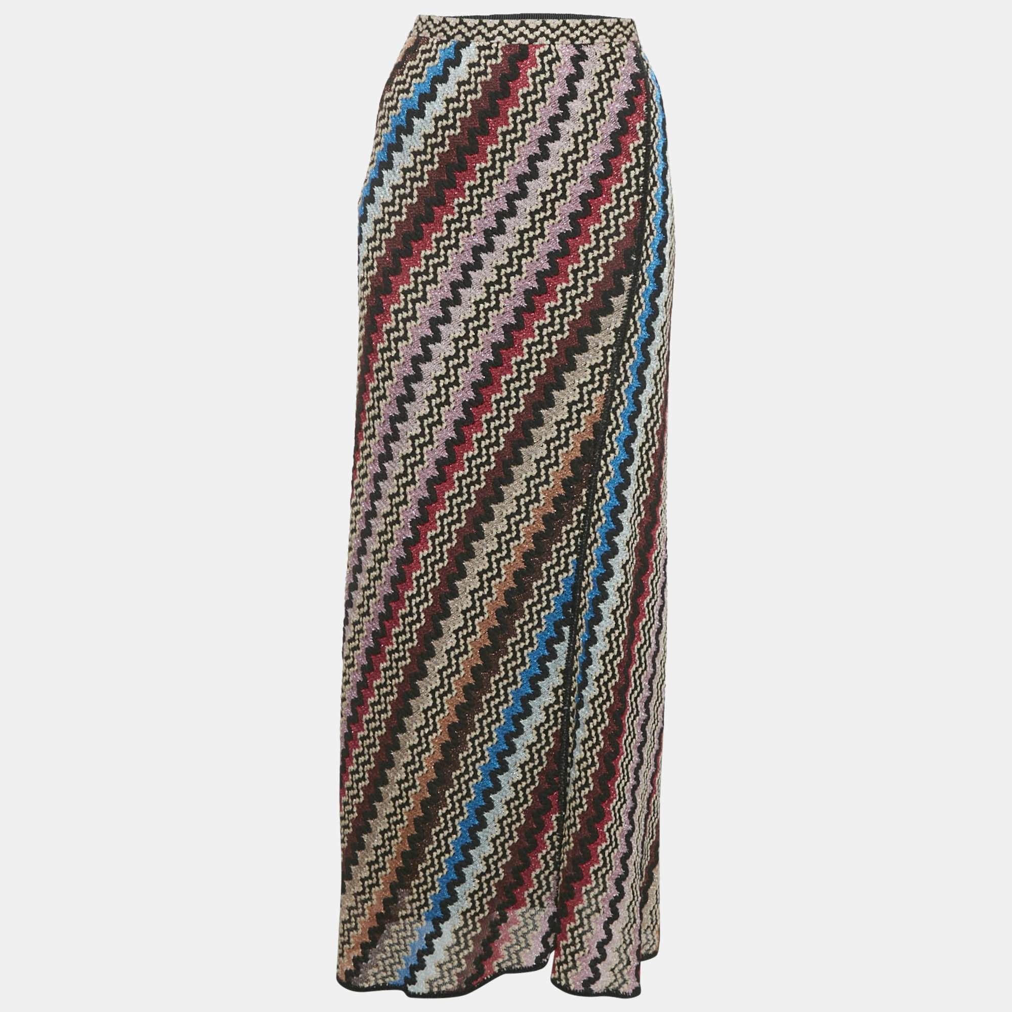 Pre Owned Missoni Multicolor Pattered Lurex Knit Maxi Skirt M