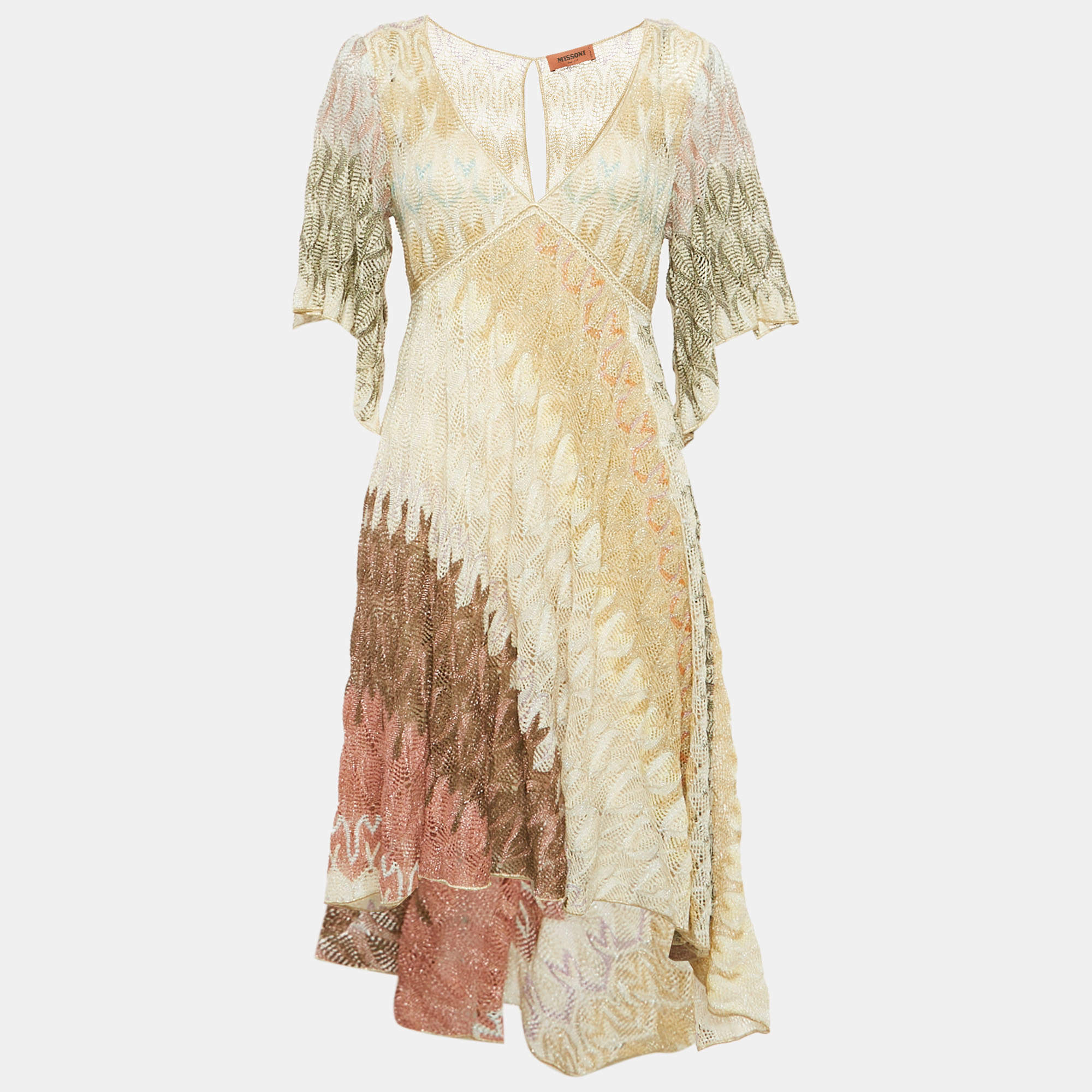 مملوكة مسبقًا فستان ميزوني تريكو لوريكس نمط متعدد الألوان مرتفع منخفض متوسط