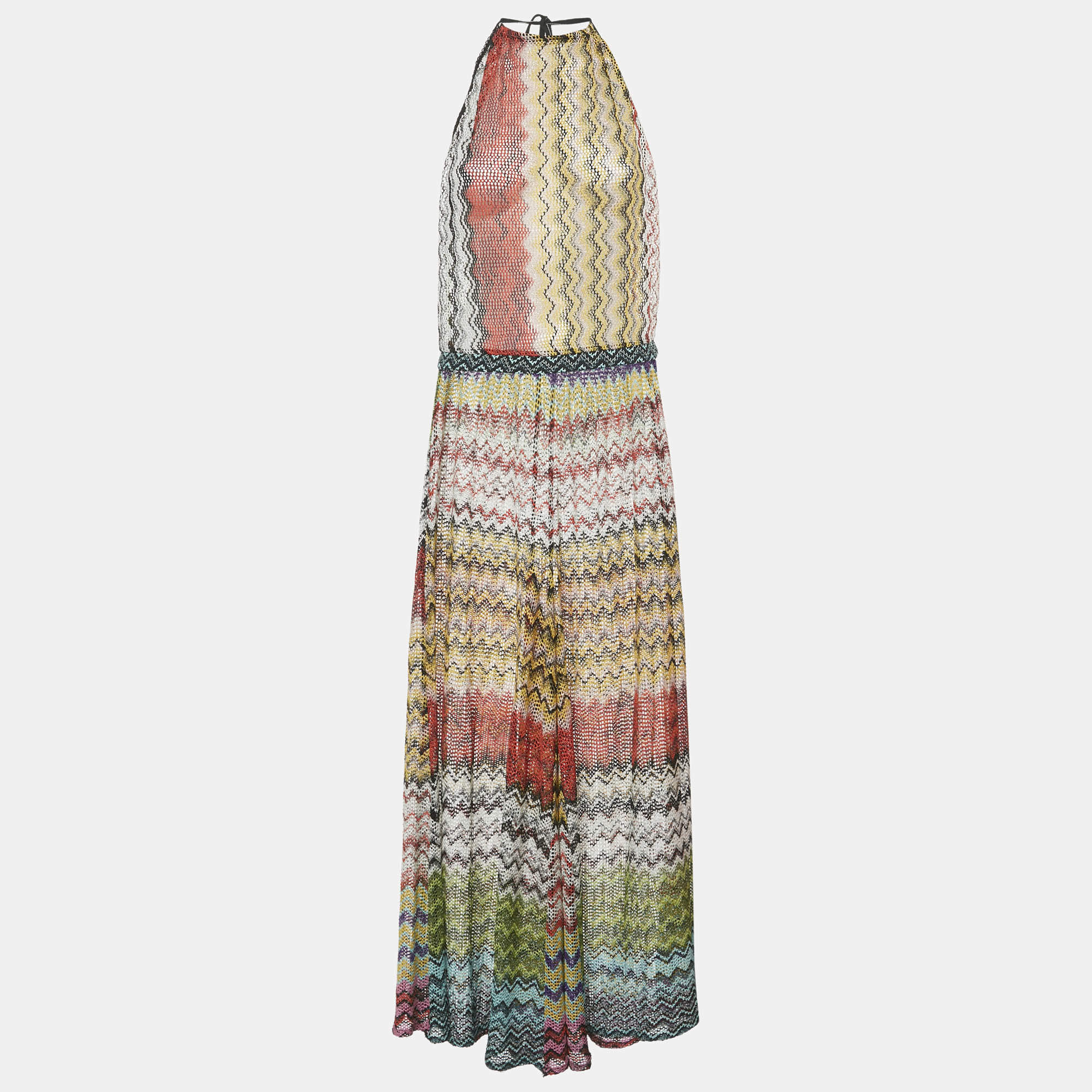 مملوكة مسبقًا Missoni Multicolour Zig Zag Lurex Knit Jumpsuit M