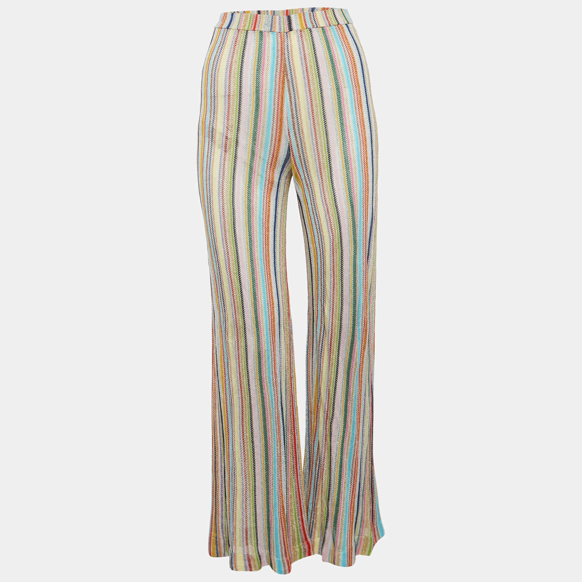 Pre Owned Missoni Multicolor Lurex Knit Sheer Flared Pants S