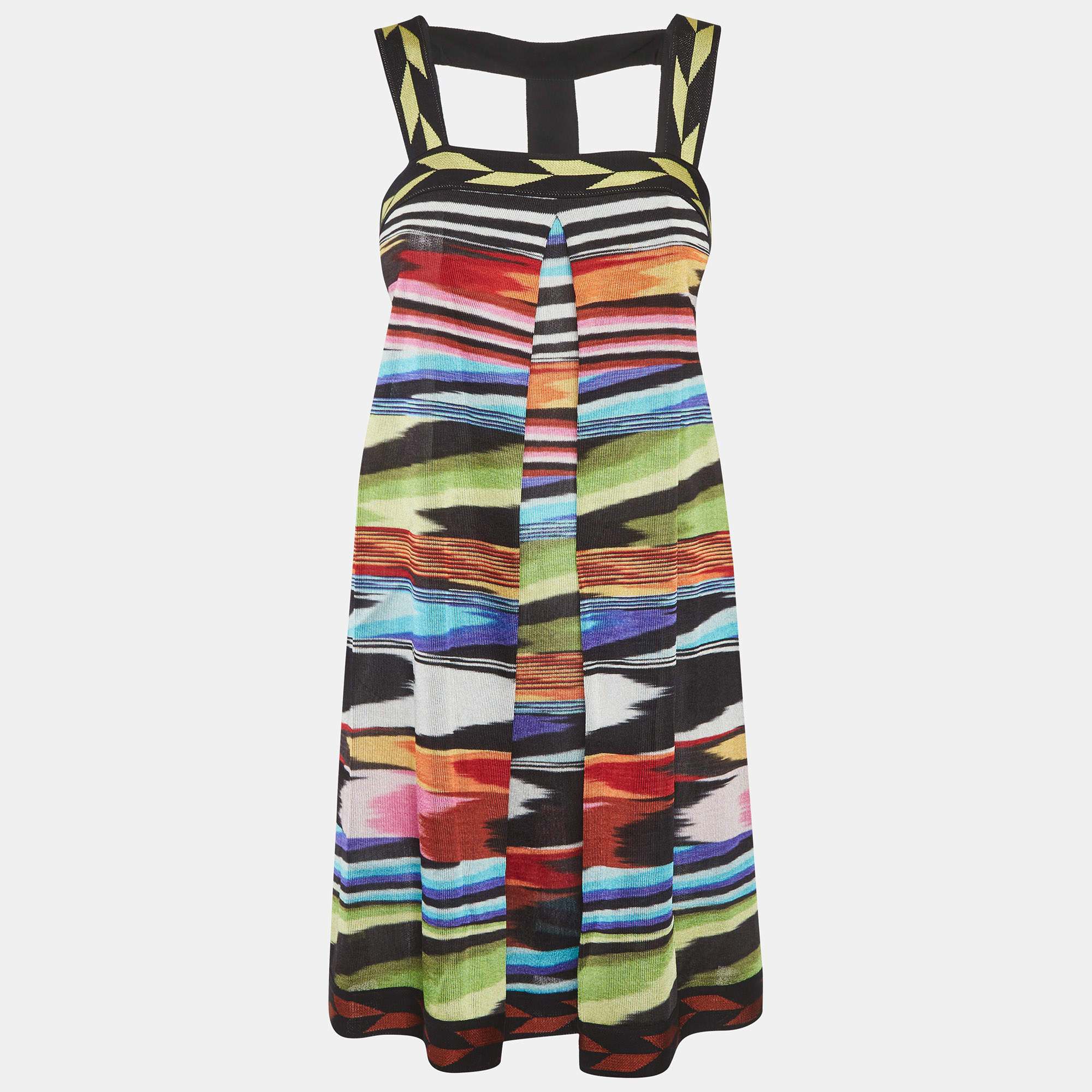 Pre Owned Missoni Multicolour Stripe Knit Strappy Mini Dress S