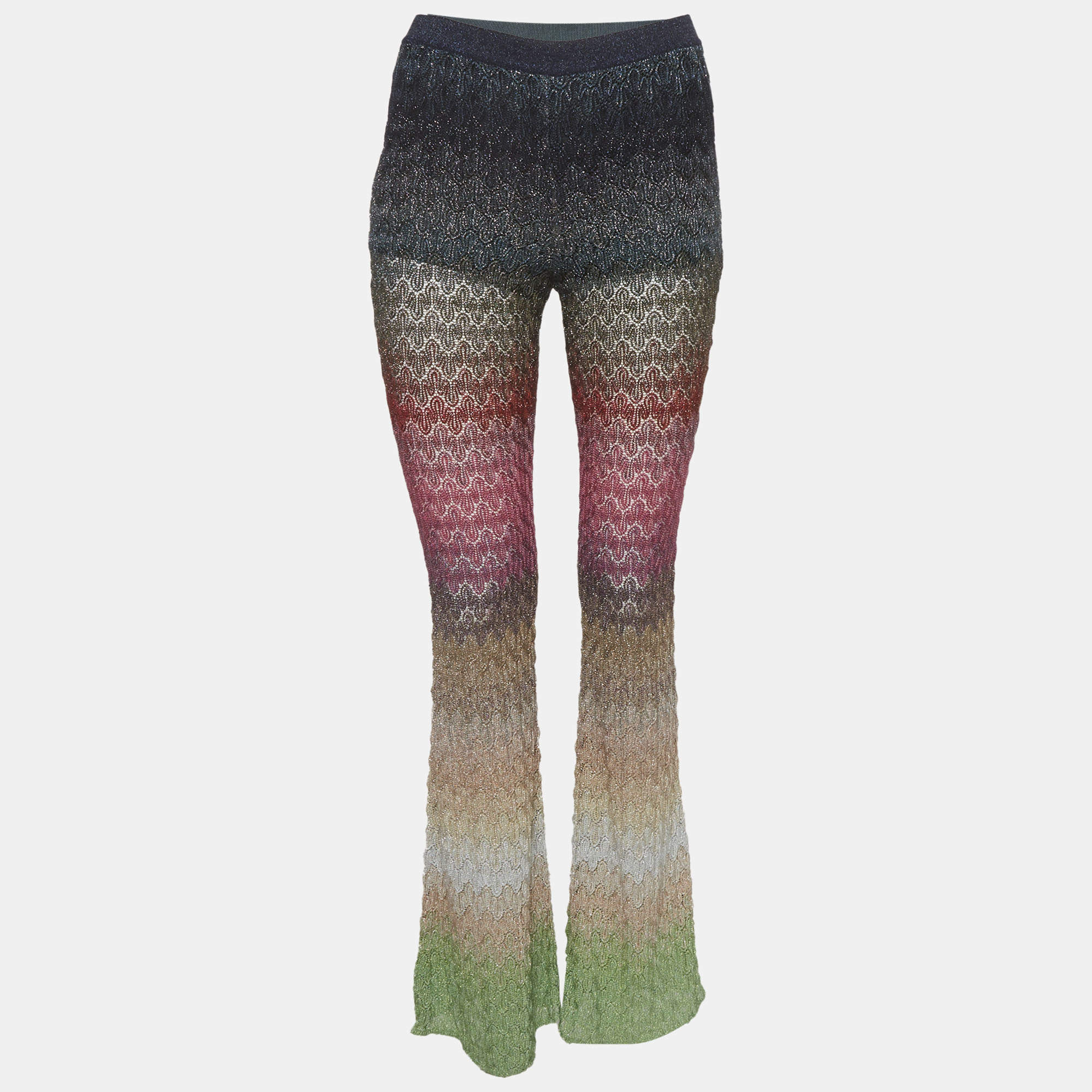 Pre Owned Missoni Multicolor Lurex Knit Flared Pants XS