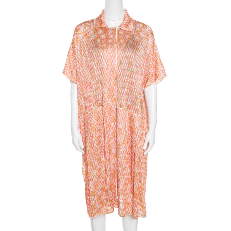 Missoni Multicolor Patterned Jacquard Knit Button Front Kaftan M