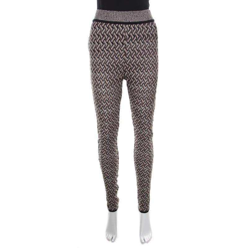 Pre Owned Missoni Multicolor Perforated Knit Elasticized Waist Pants M