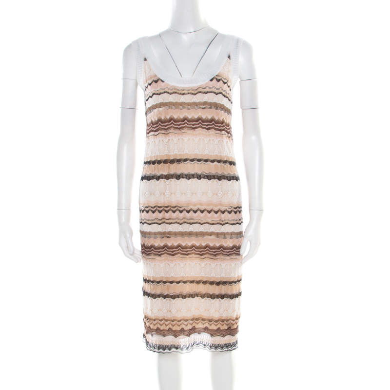 Missoni Multicolor Perforated Knit Sleeveless Dress S