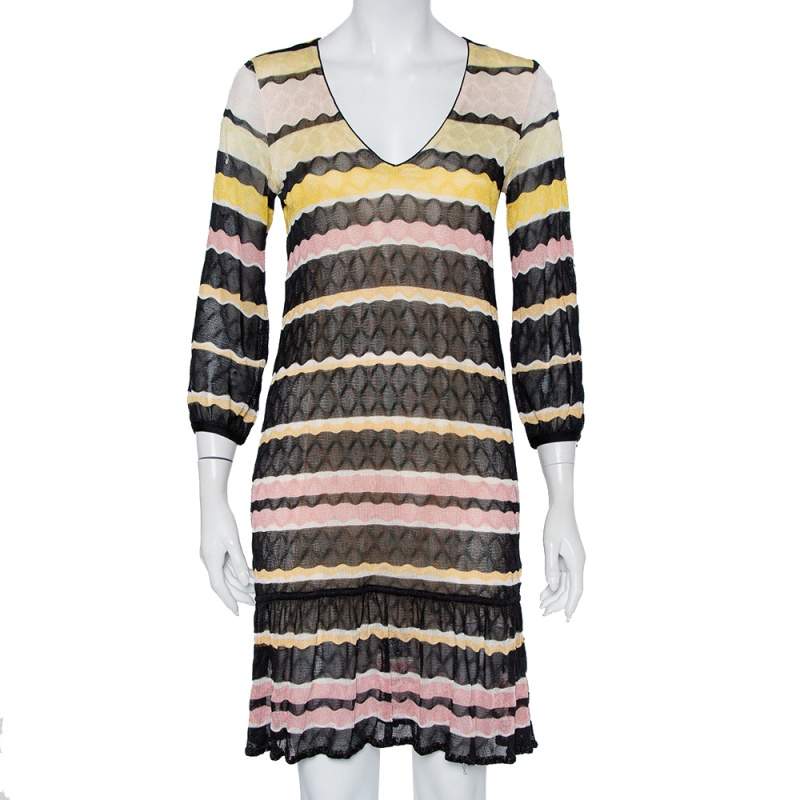 Pre Owned Missoni Striped Knit Dress S