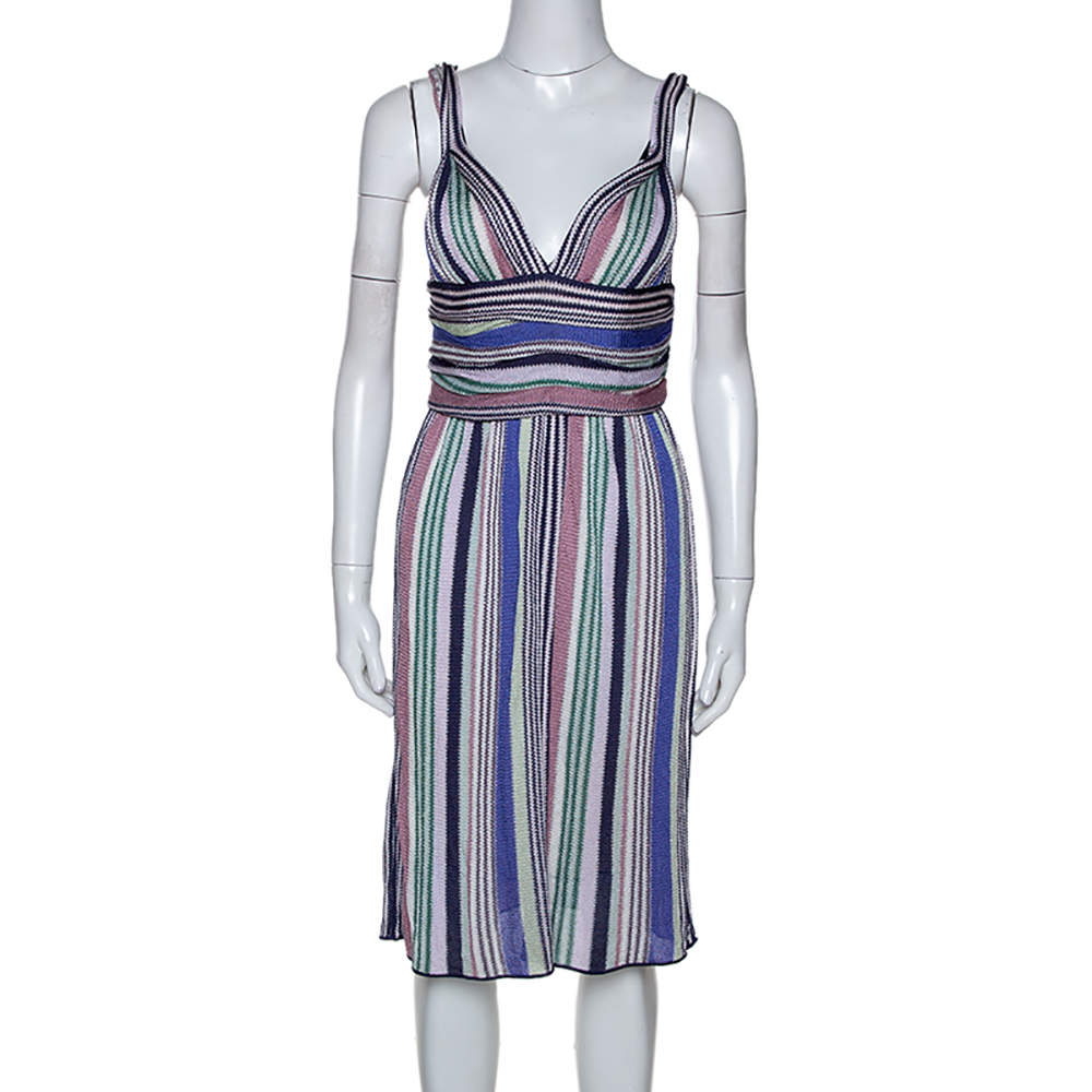 Missoni Multicolor Striped Lurex Knit Sleeveless Dress M
